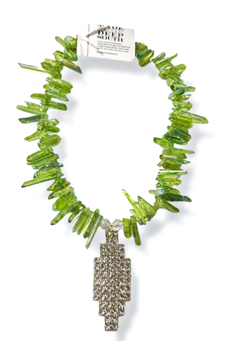 Made in the Deep South 1960s Brooch 1960s Green Quartz Beads