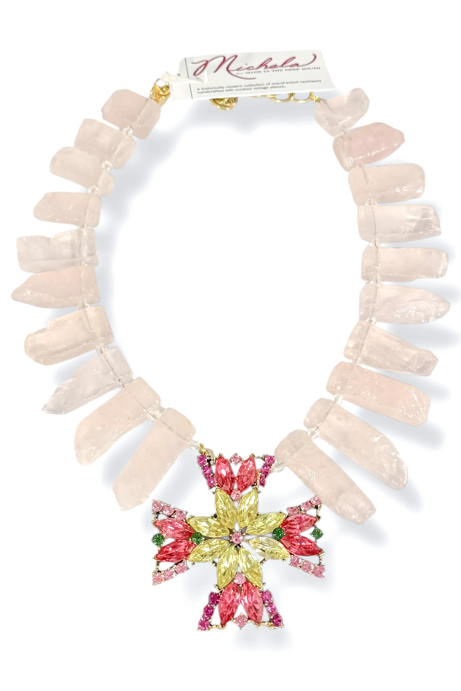 Made In The Deep South 1960s Brooch 1960s Rose Quartz Necklace