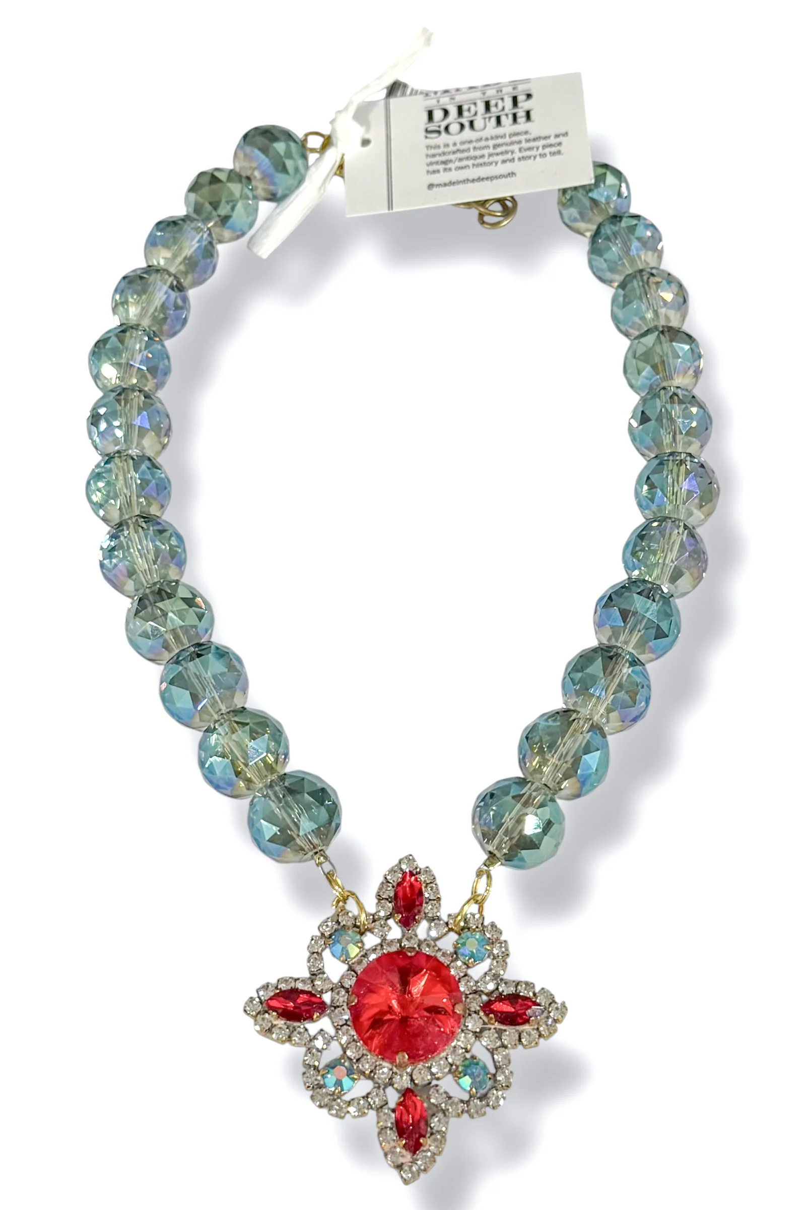 Made In The Deep South 1960s Brooch 1970s Crystal Necklace