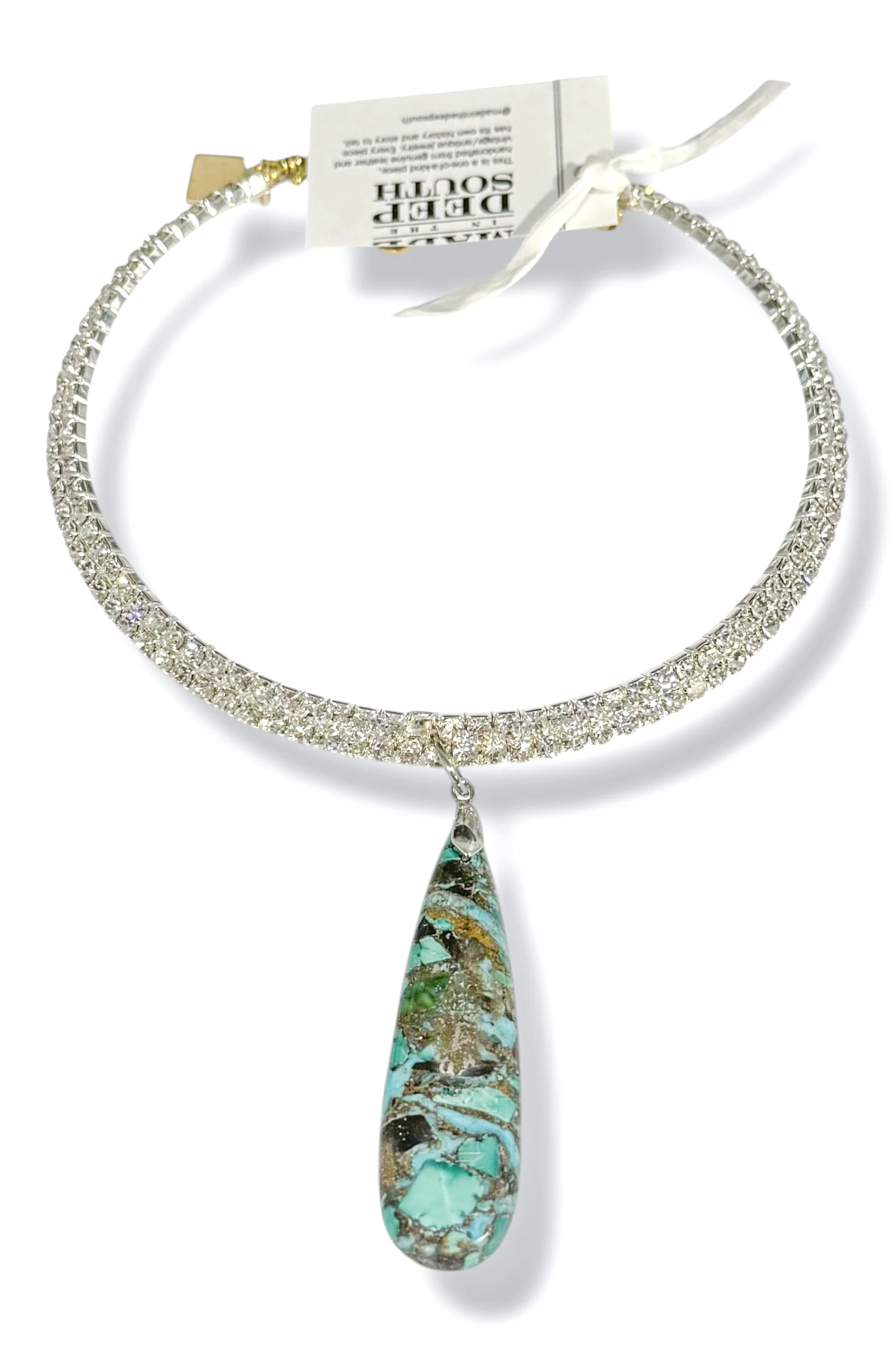 Made In The Deep South 1960s Chrysocolla Pendant 1970s Necklace