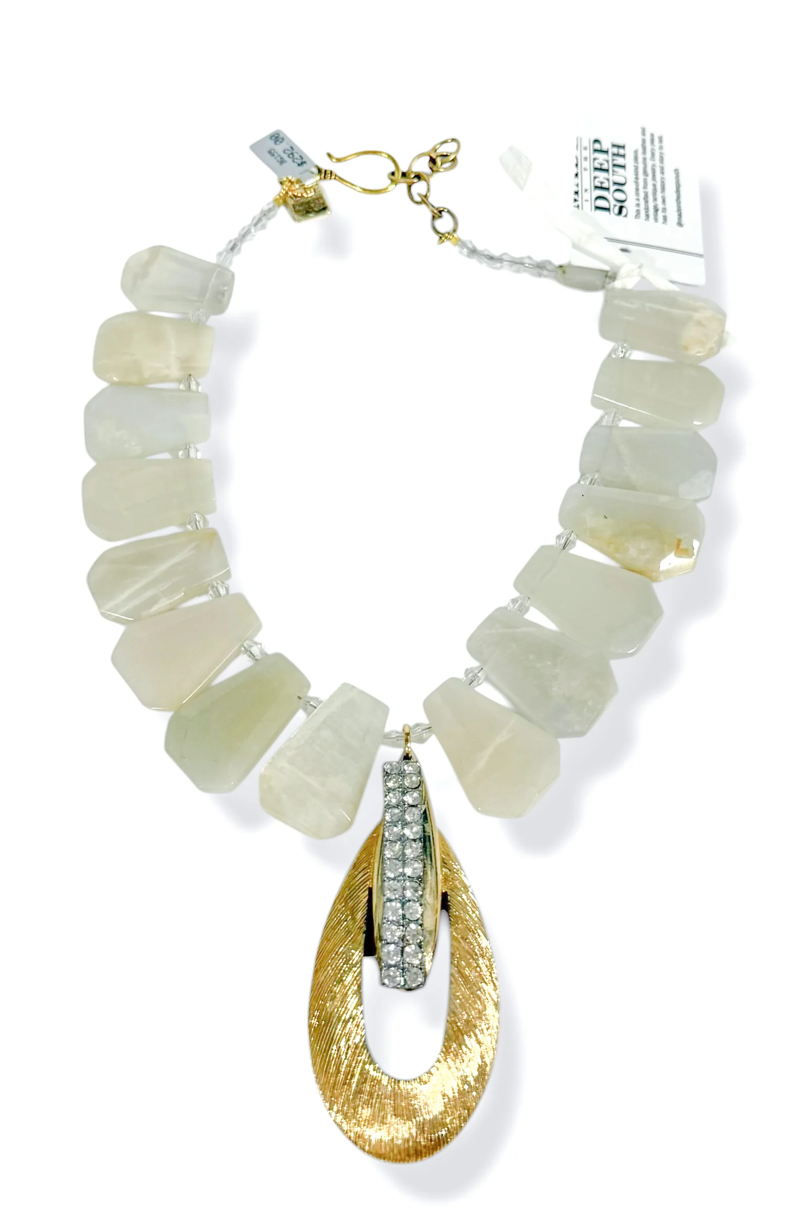 Made In The Deep South 1960s Pendant 1960s White Opal Bead Necklace