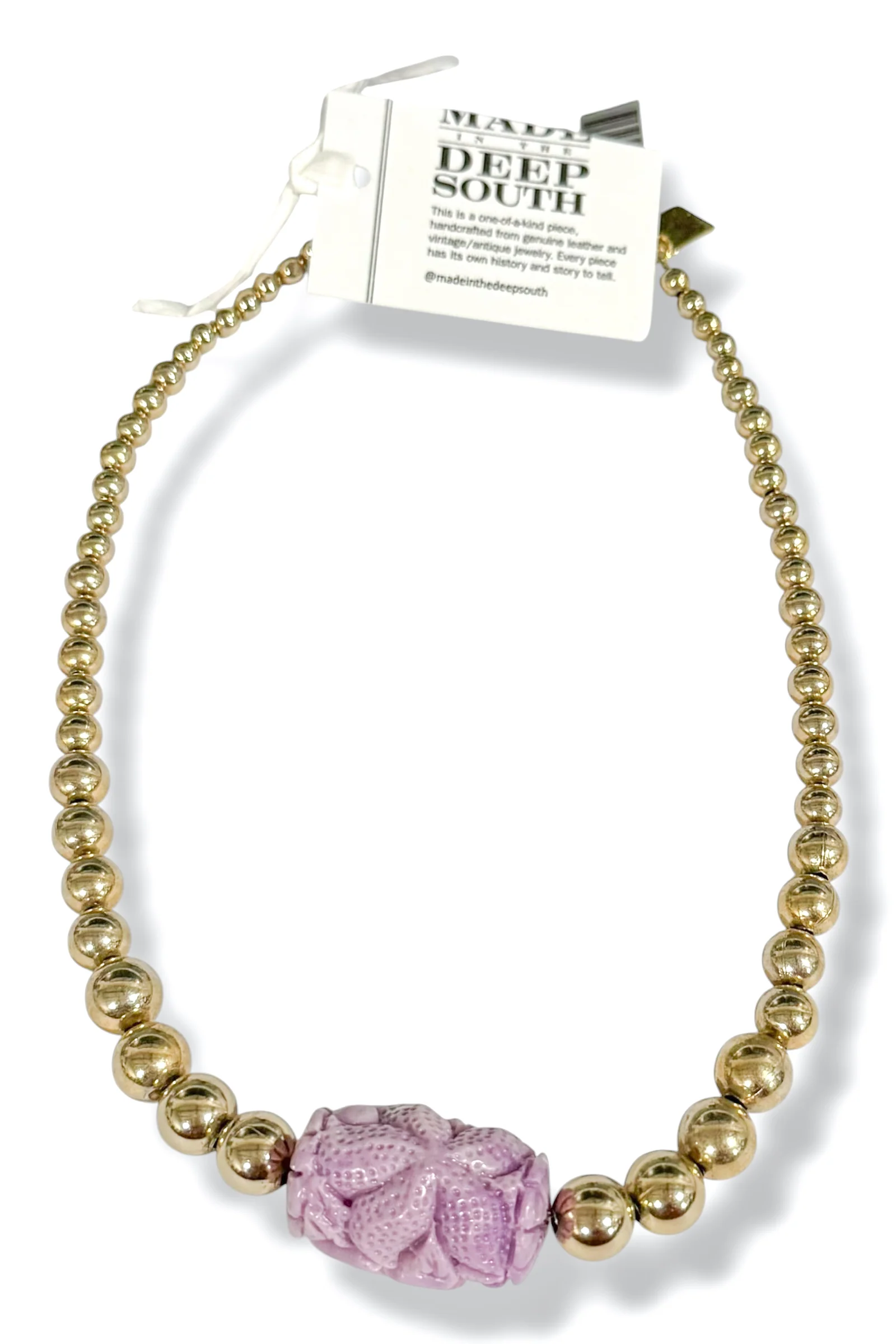 Made In The Deep South 1960s Raw Amethyst Bead 1960s Necklace