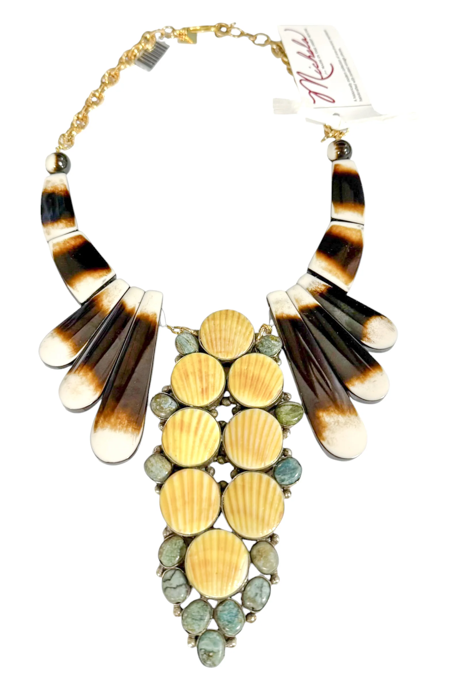 Made In The Deep South 1960s Spiny Oyster & Agate Pendant 1960s Necklace