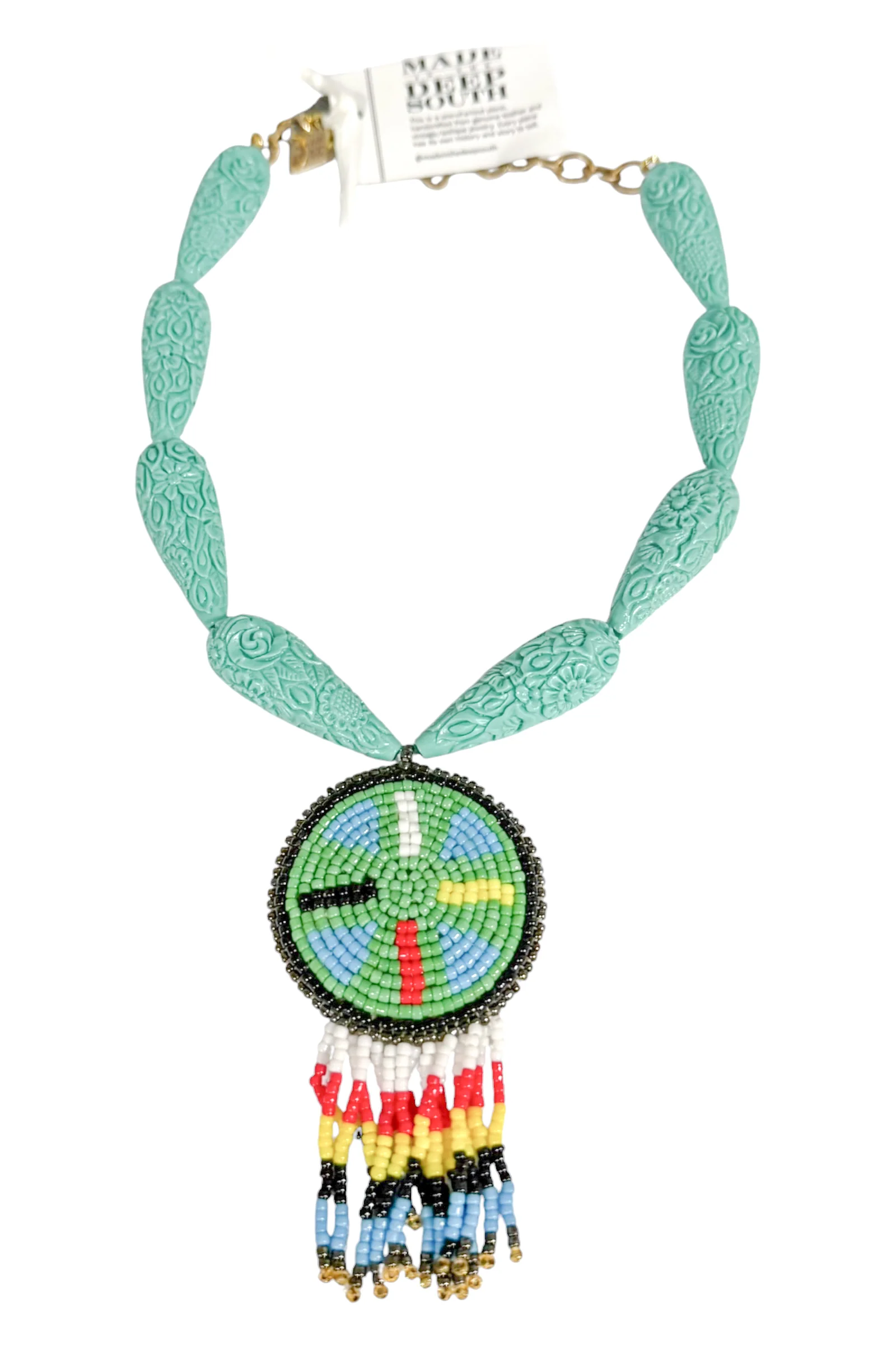 Made In The Deep South 1960s Vintage Native American Beaded Necklace 1960s Bead Necklace