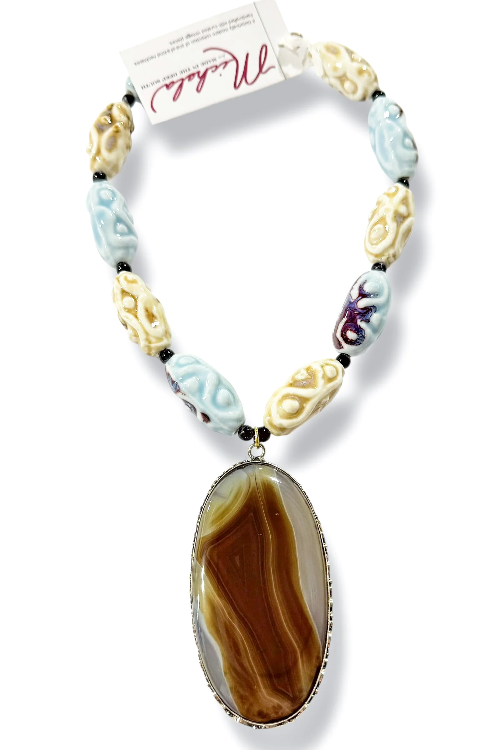 Made in the Deep South 1970s Agate 1960s Hand Painted Porcelain Beads