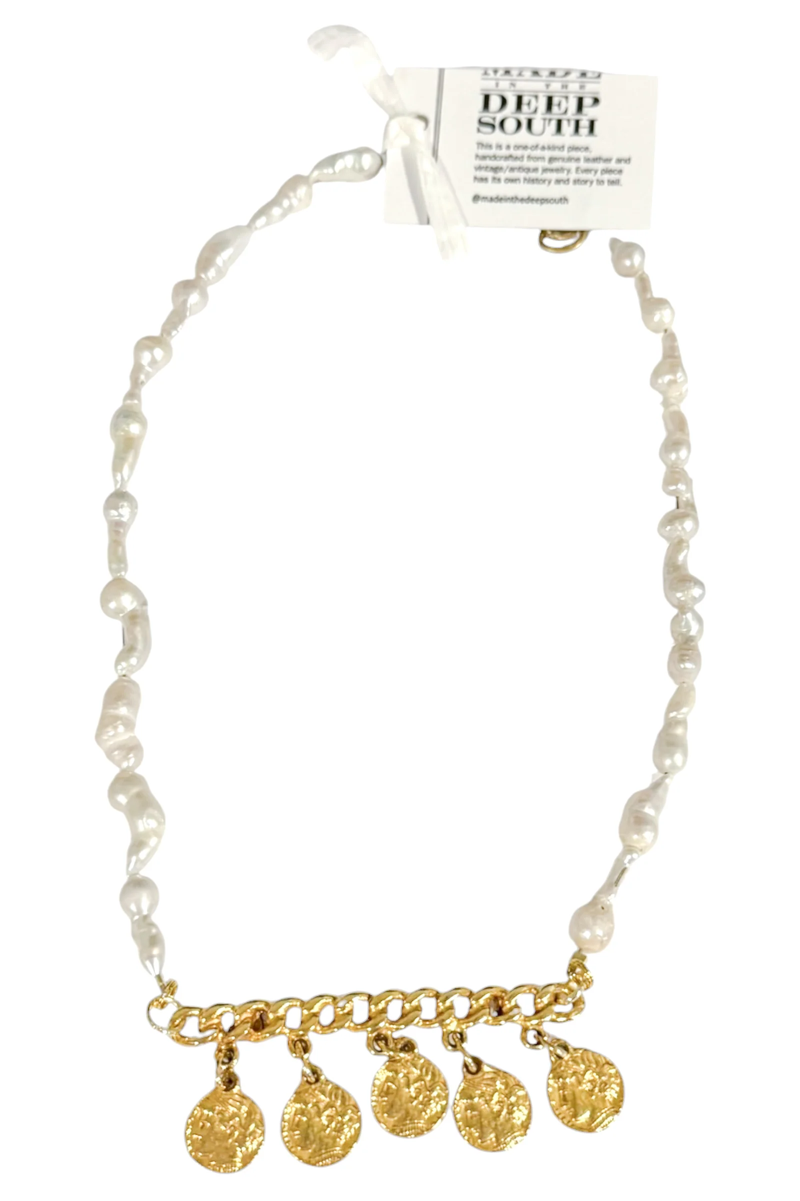 Made In The Deep South 1970s Bar Brooch Natural Pearl Necklace