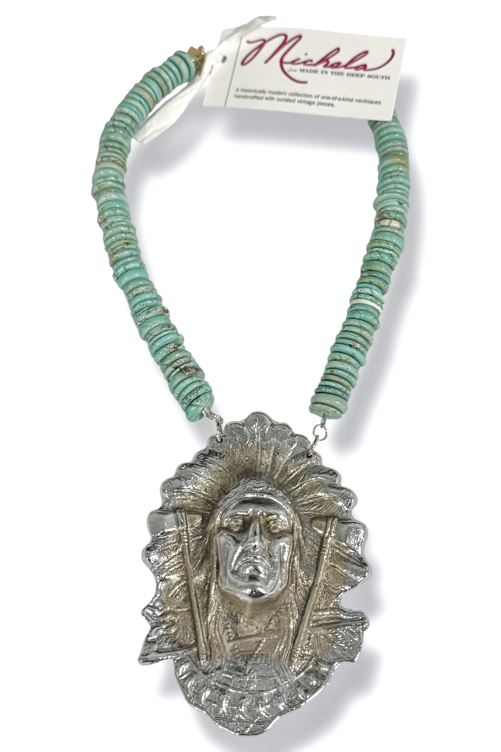 Made In The Deep South 1970s Belt Buckle 1960s Turquoise Bead Necklace
