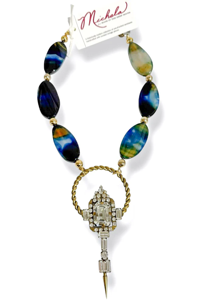 Made in the Deep South 1970s Brooch 1960s Gemstone Bead Necklace