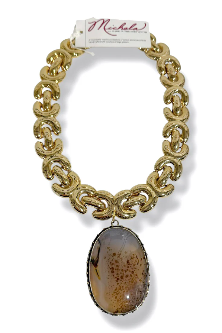 Made in the Deep South 1970s Dendrite Agate Pendant 1970s Necklace