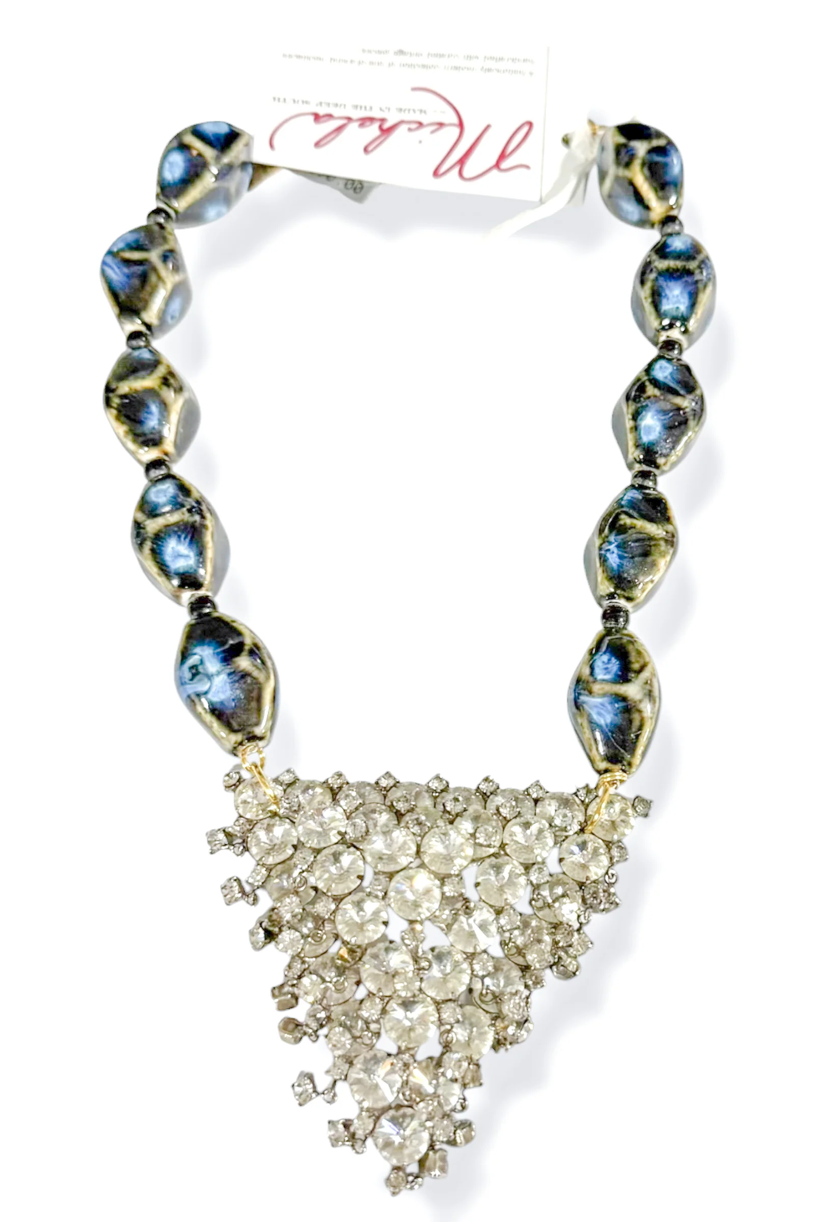 Made In The Deep South 1940s Brooch 1960s Ceramic Bead Necklace