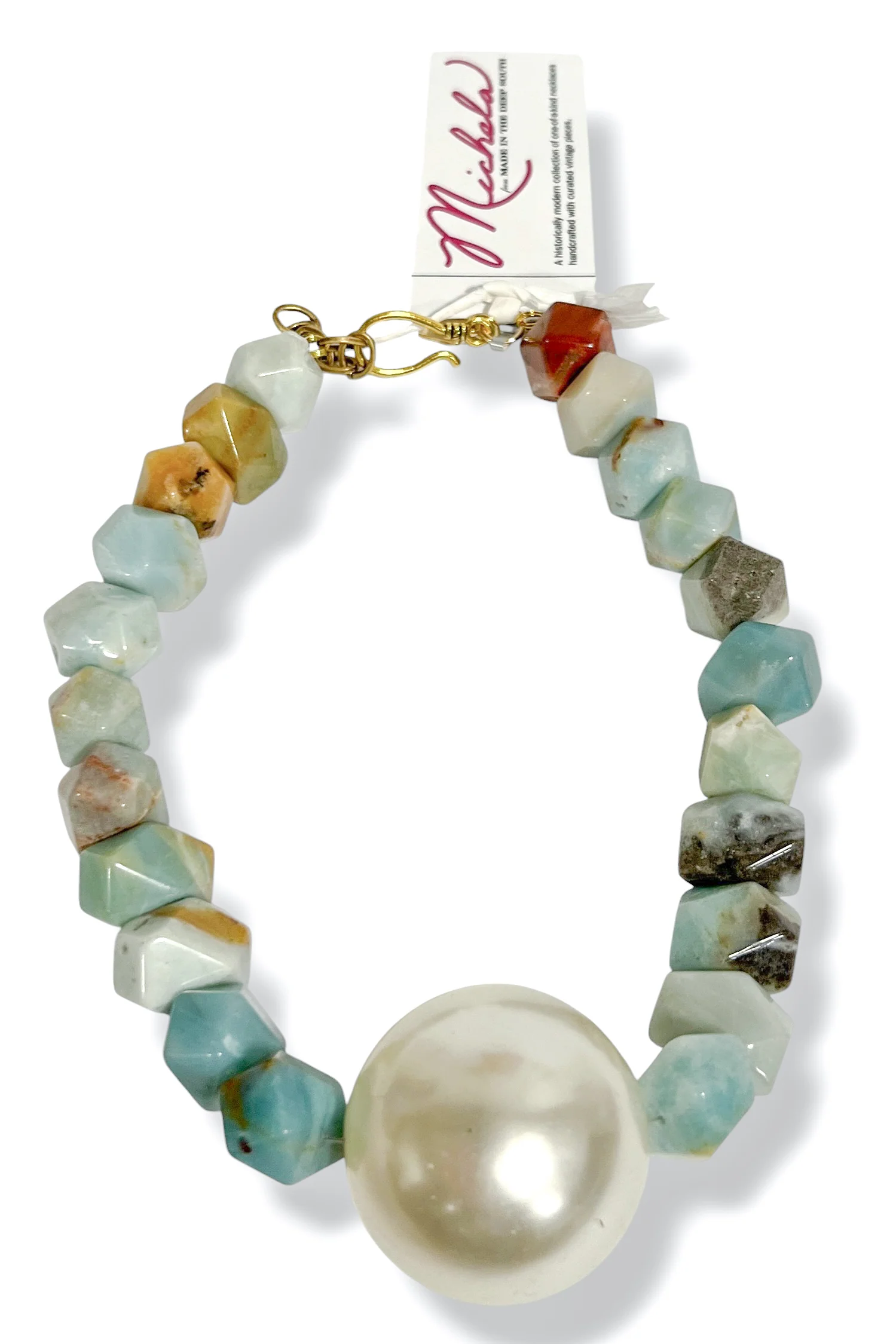 Made In The Deep South 1970s NOS Pearl 1960s Amazonite Necklace