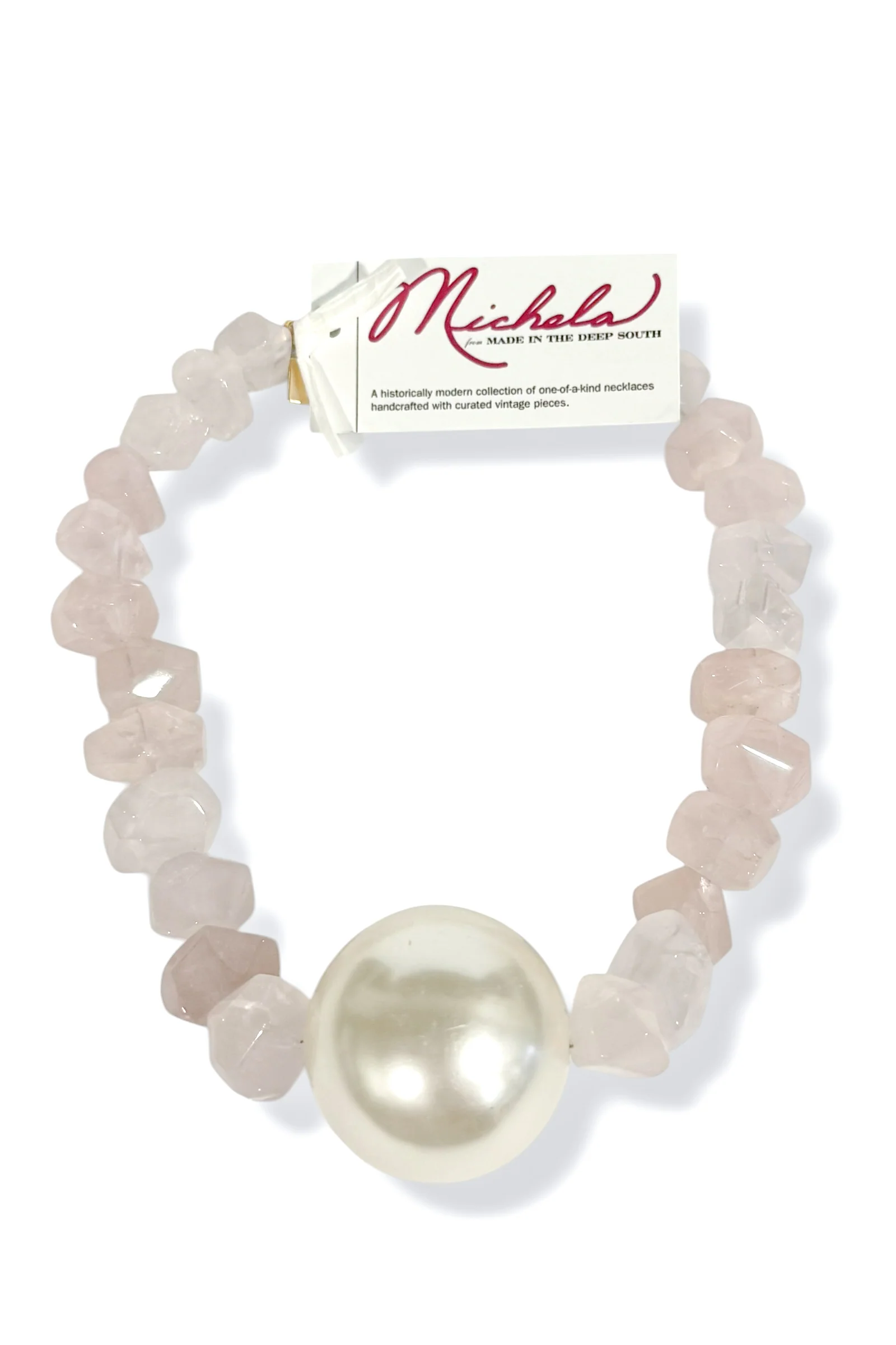 Made In The Deep South 1970s Pearl 1960s Rose Quartz Necklace