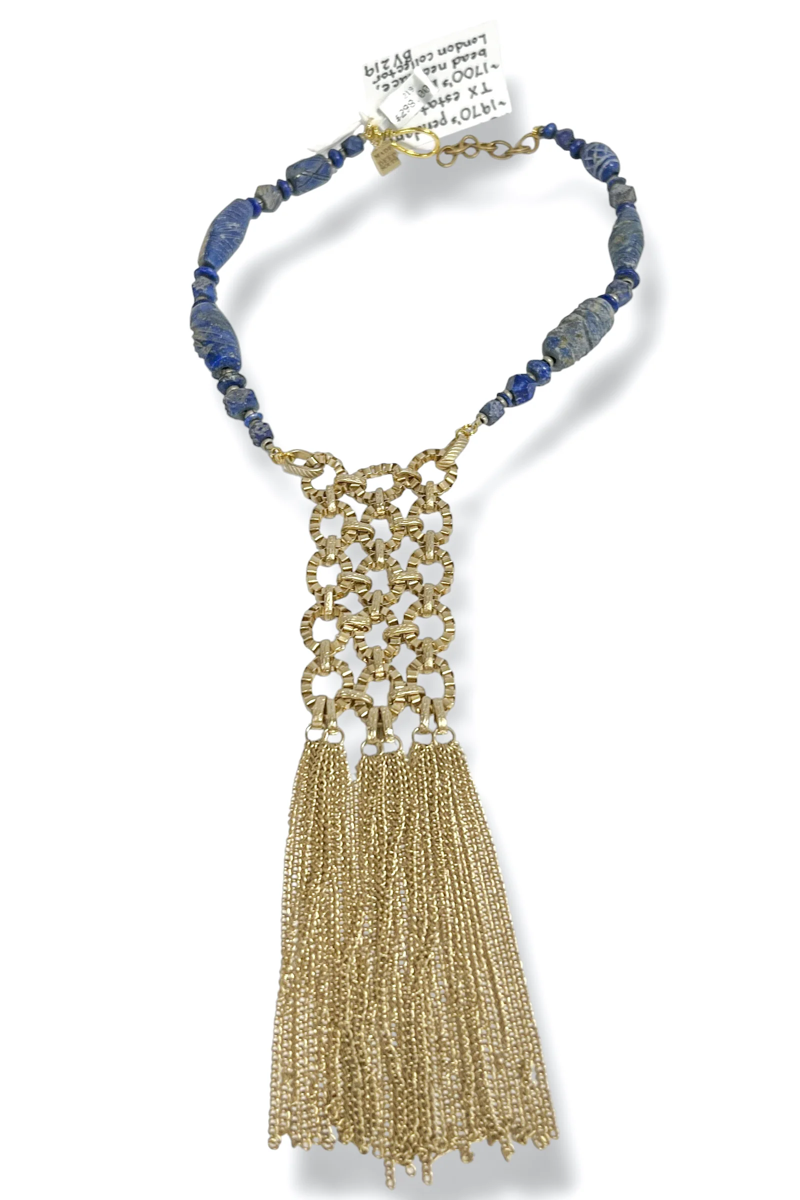 Made In The Deep South 1970s Pendant 1700s Blue Bead Necklace