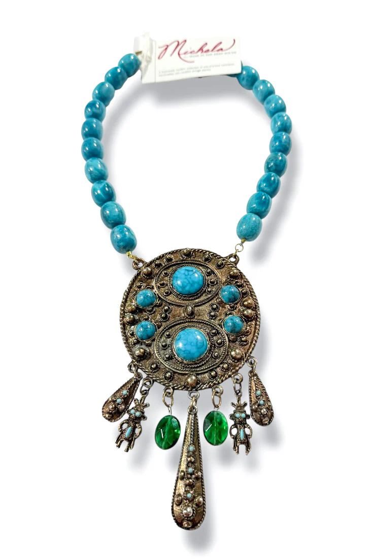 Made in the Deep South 1970s Pendant 1960s Blue Opal Necklace