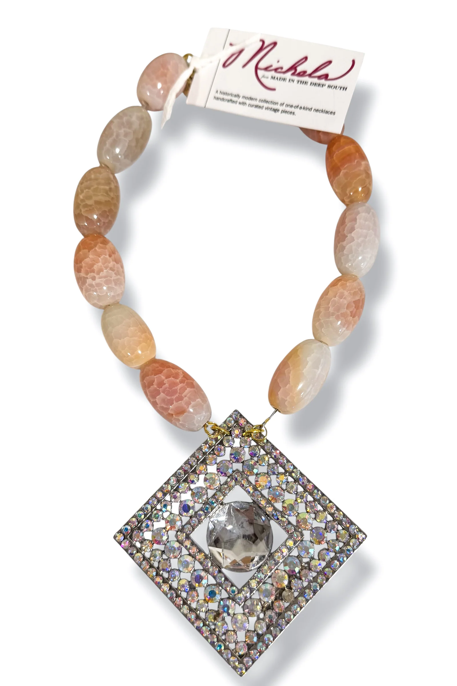 Made in the Deep South 1970s Scarf Clip 1960s Agate Necklace