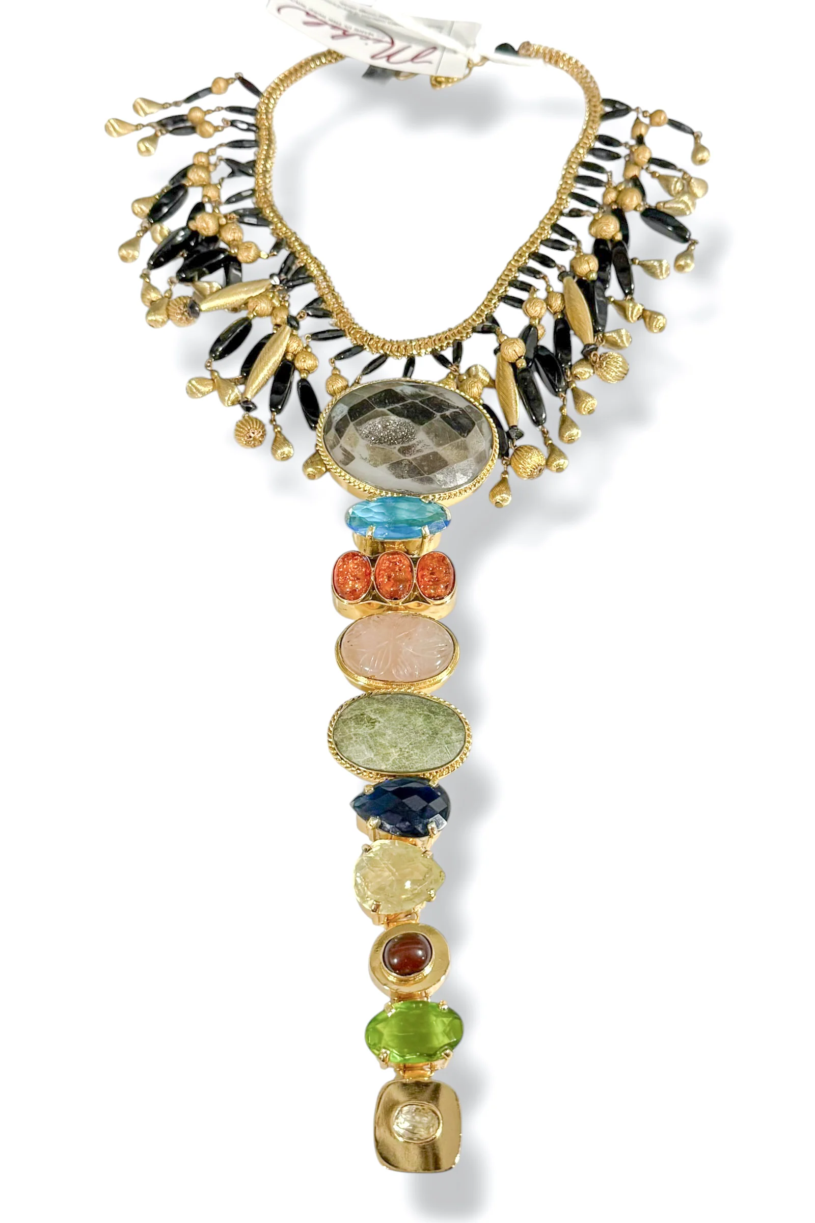 Made In The Deep South 1980s Gemstones 1950s Jet Glass Necklace