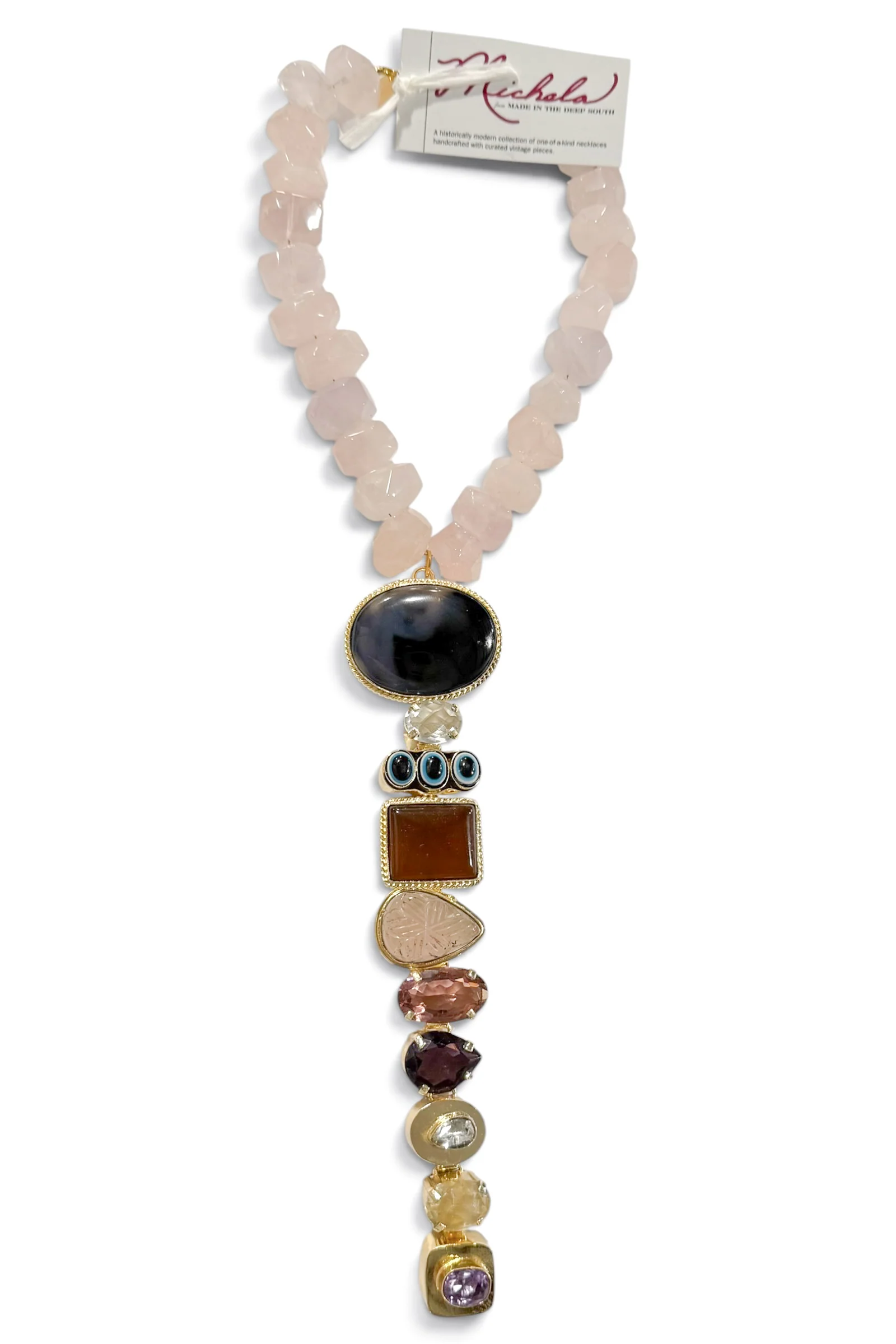 Made In The Deep South 1980s Pendant 1960s Rose Quartz Necklace