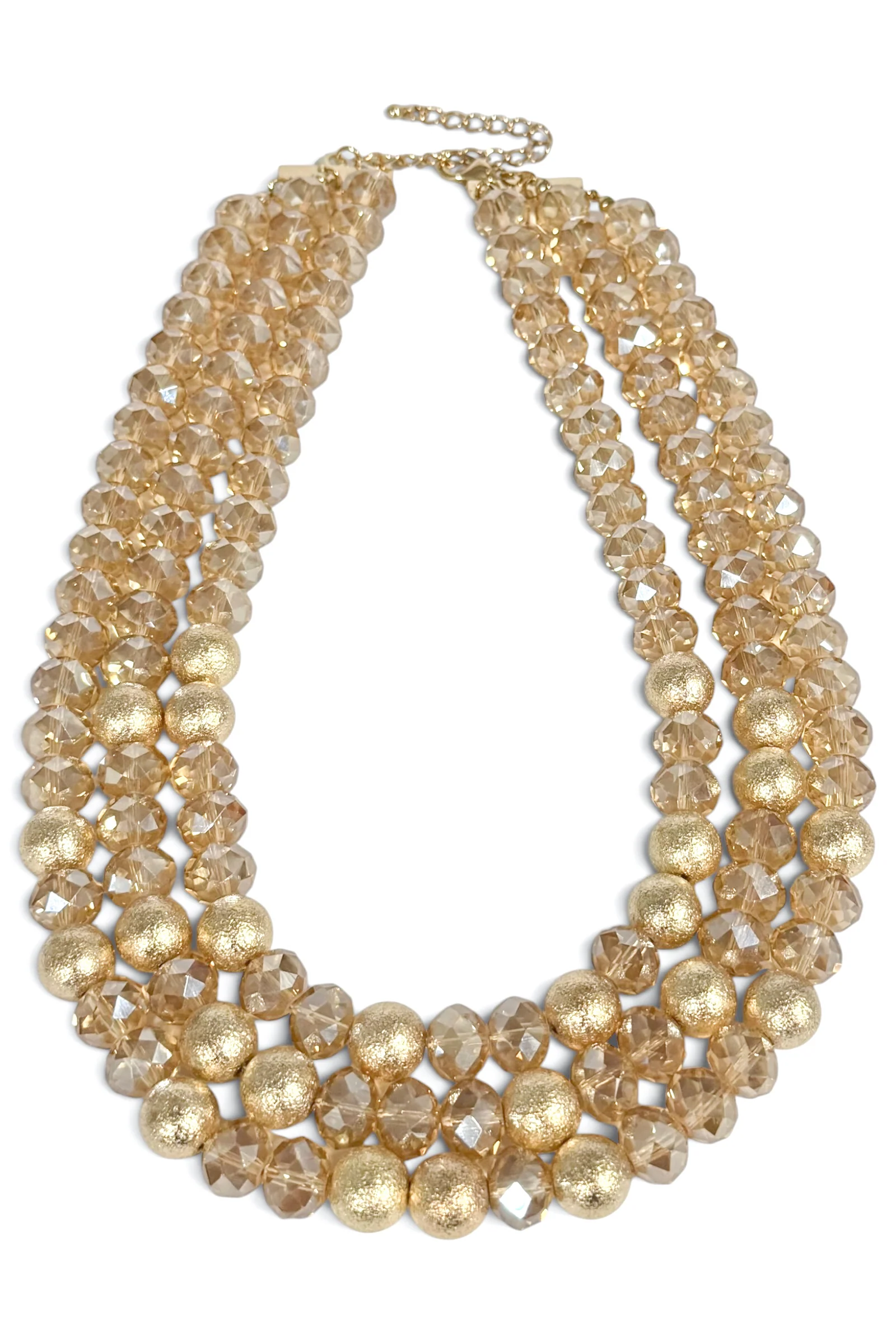 Made To Happen Light Topaz and Gold Beaded Layered Necklace