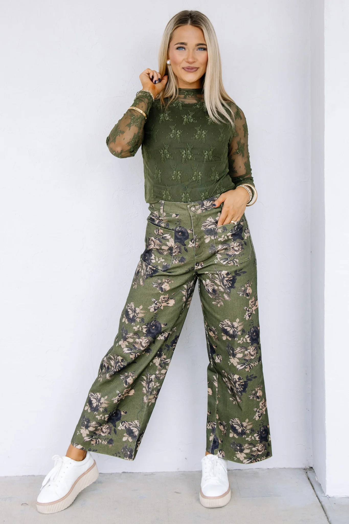 Making Memories Dark Olive Lace Layering Top - Image 2