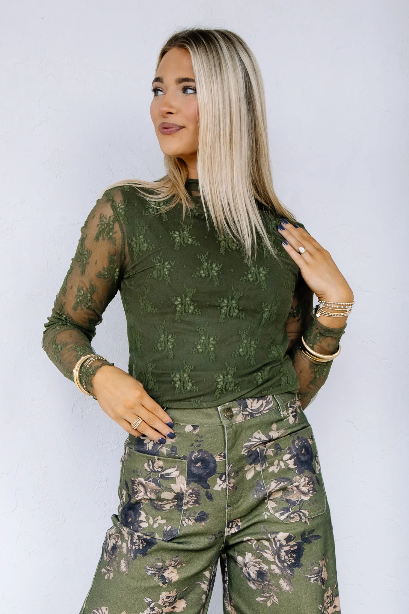 Making Memories Dark Olive Lace Layering Top - Image 5