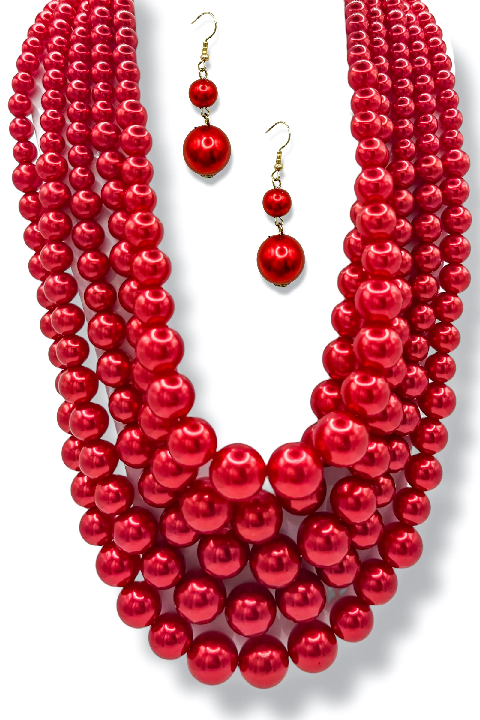 Margaret Red Pearl Layered Necklace