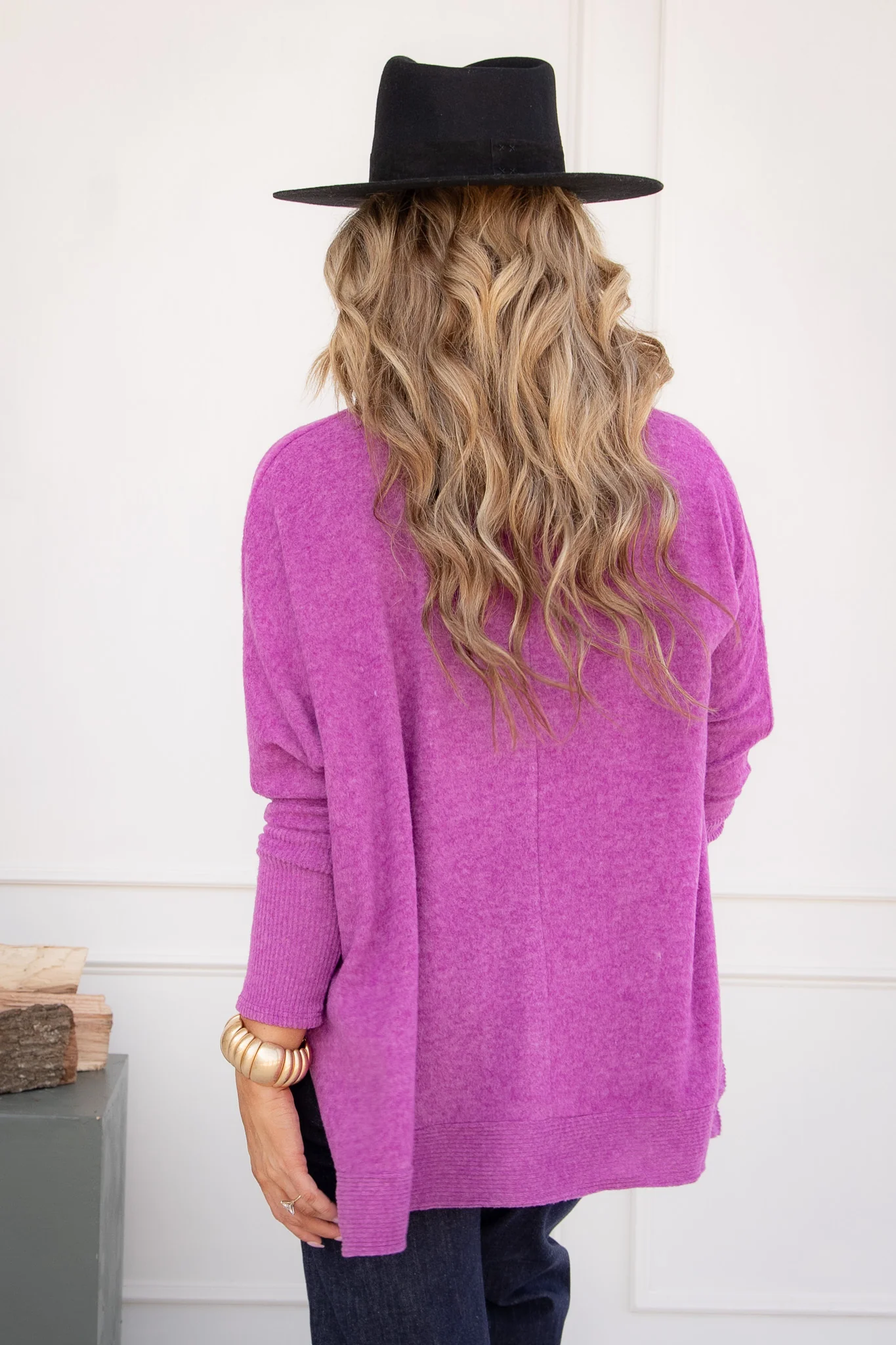 Melange Cowl Neck Poncho Sweater - Lt Plum - DOORBUSTER - Image 5