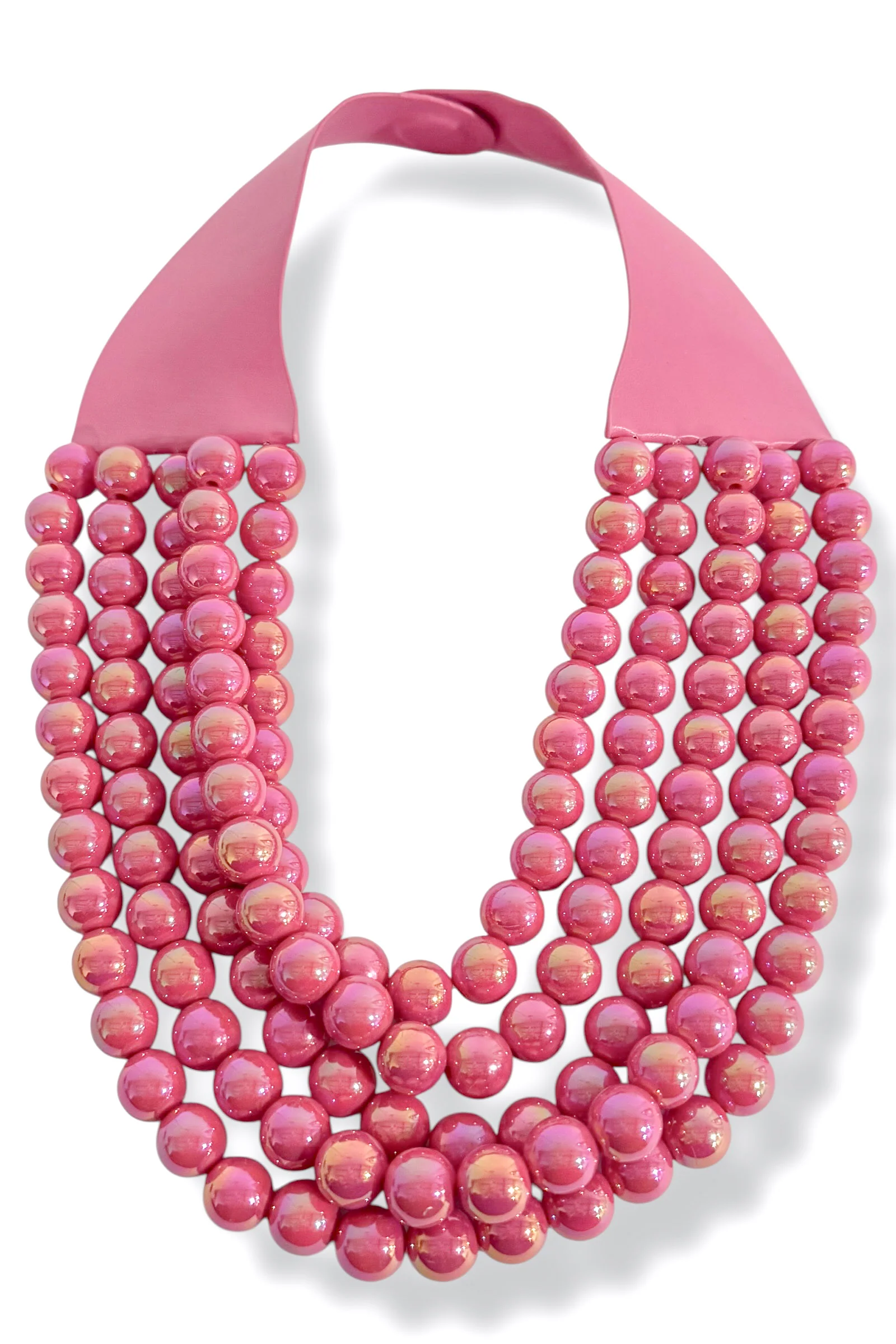 Carla 5 Strand Fuchsia Beaded Layer Necklace