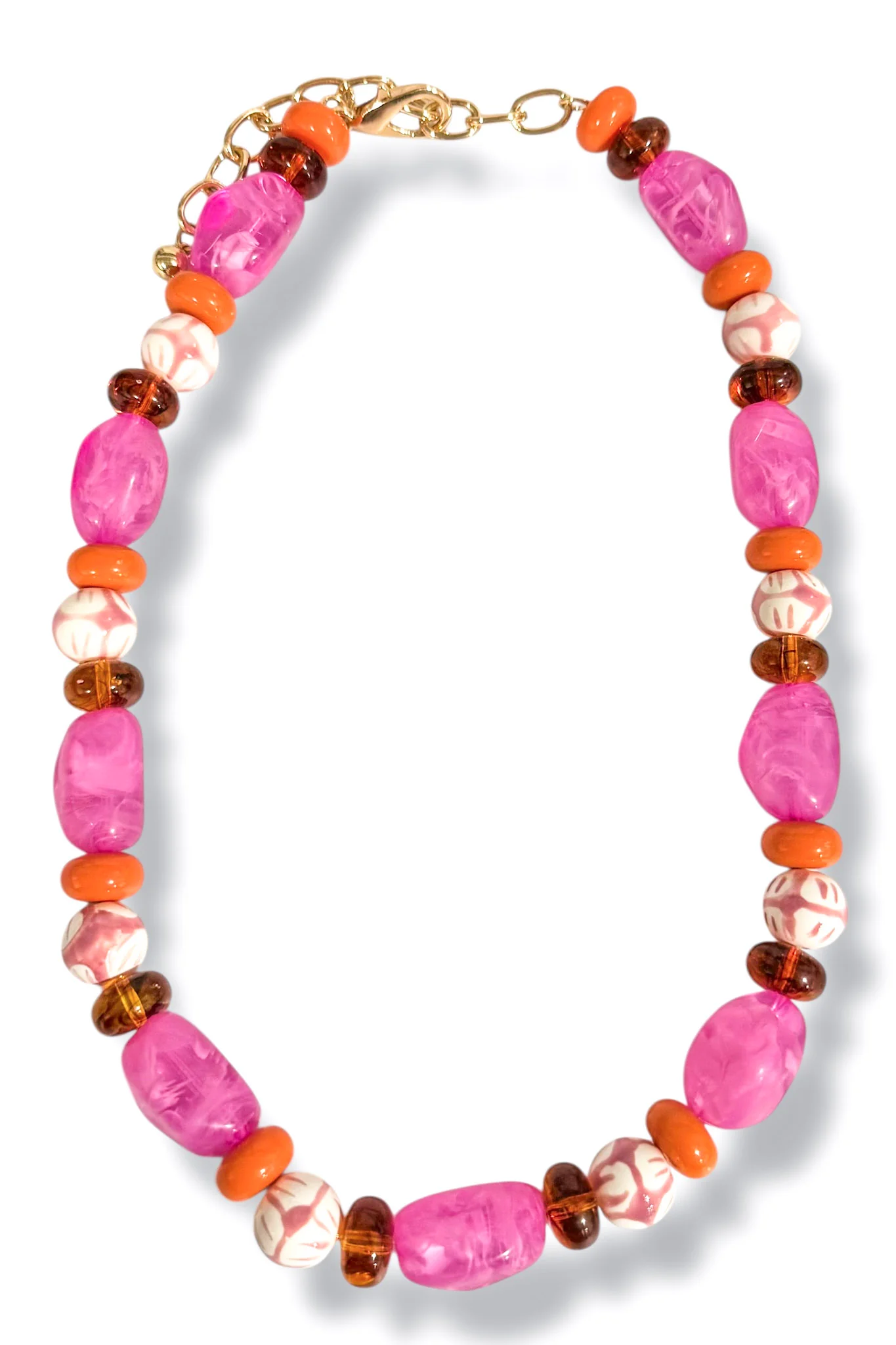 Shaping You Fuchsia Mixed Bead Necklace