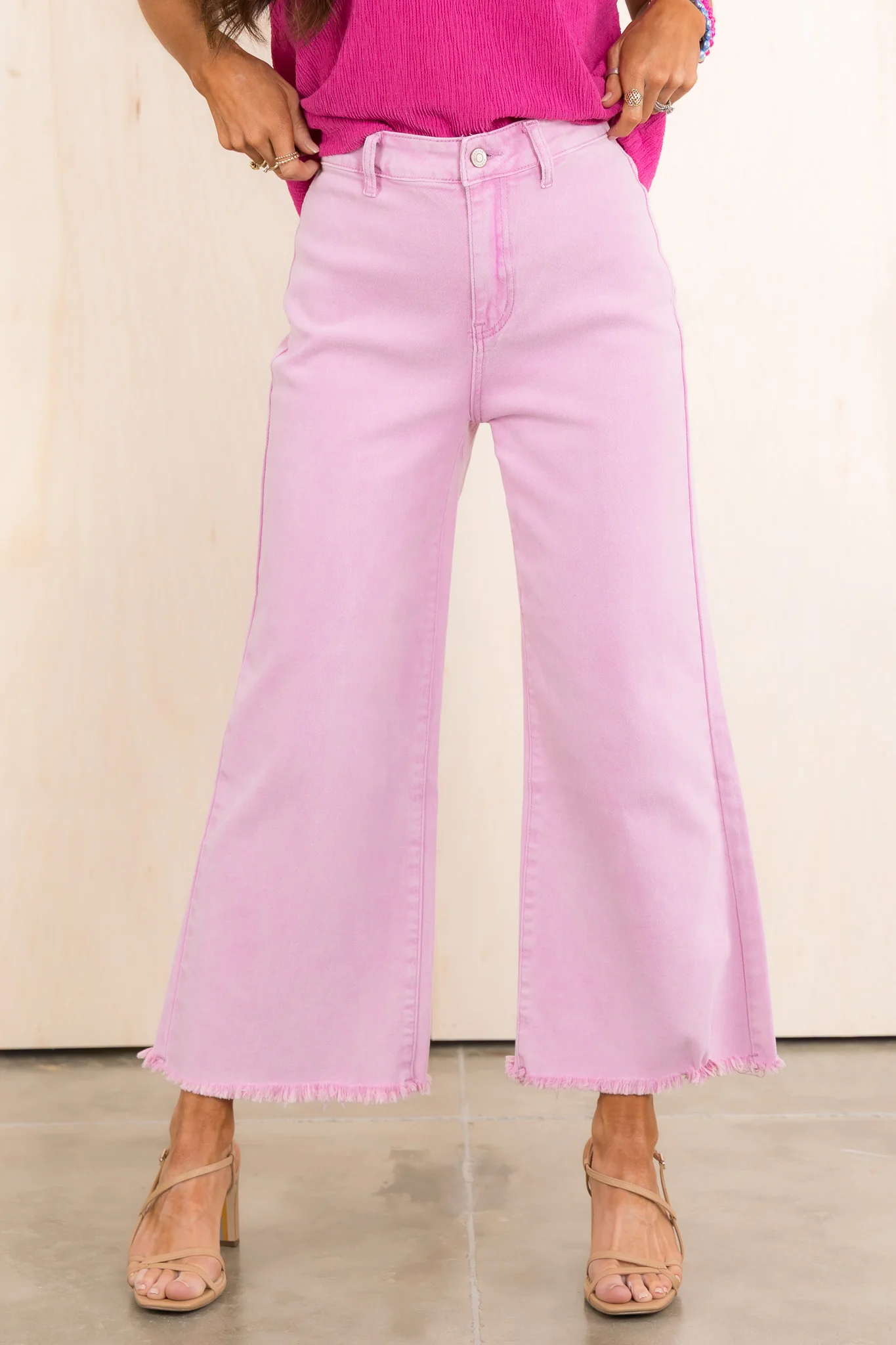 Monte High Waist Frayed Hem Mauve Jean