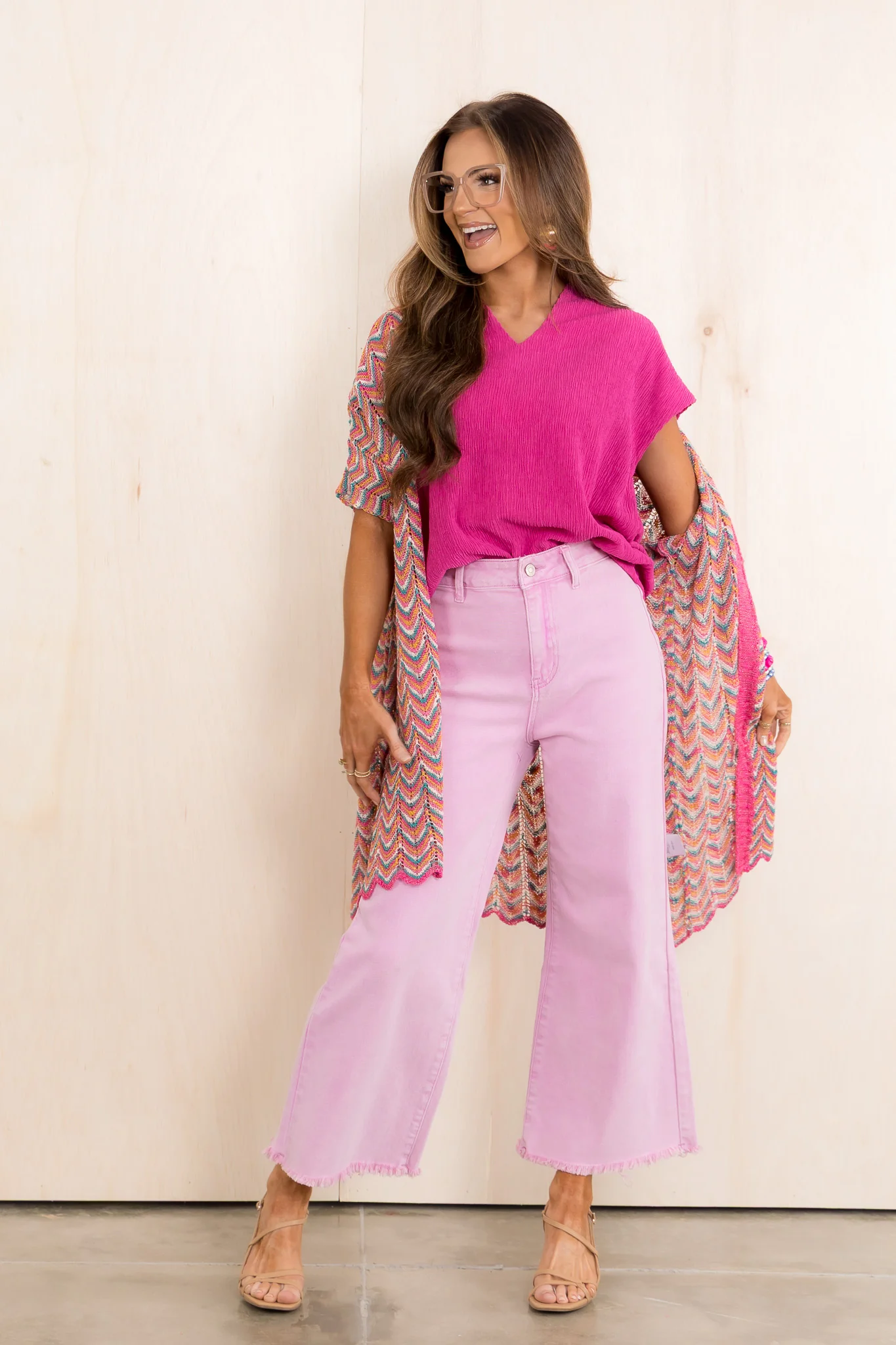 Monte High Waist Frayed Hem Mauve Jean - Image 2