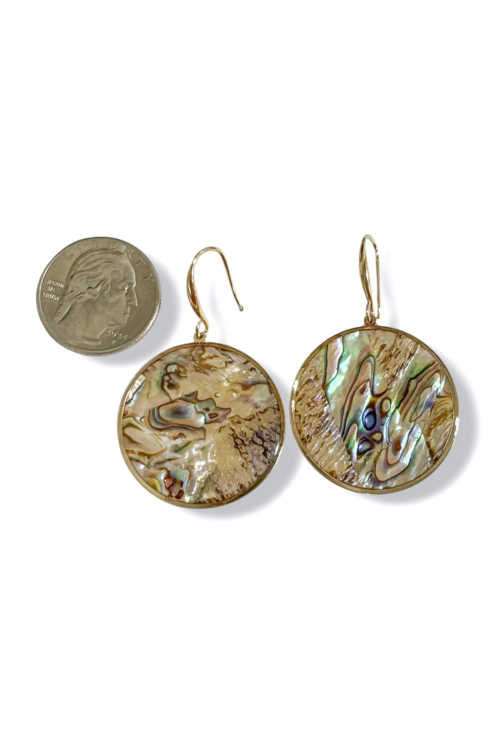 Up For Debate Abalone MOP Round Drop Earrings - Image 2