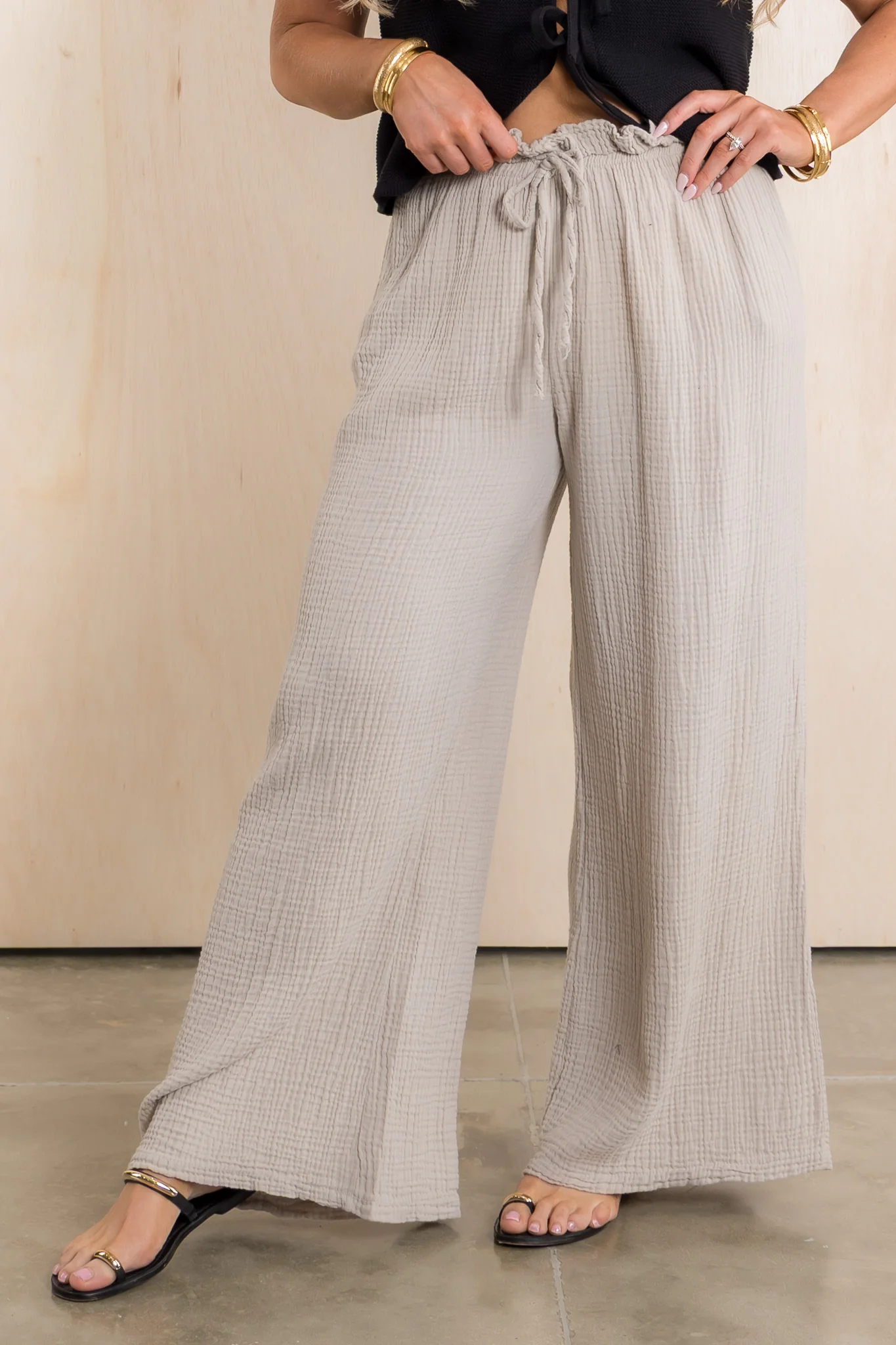 Morgan Muslin Light Taupe Pull On Pant