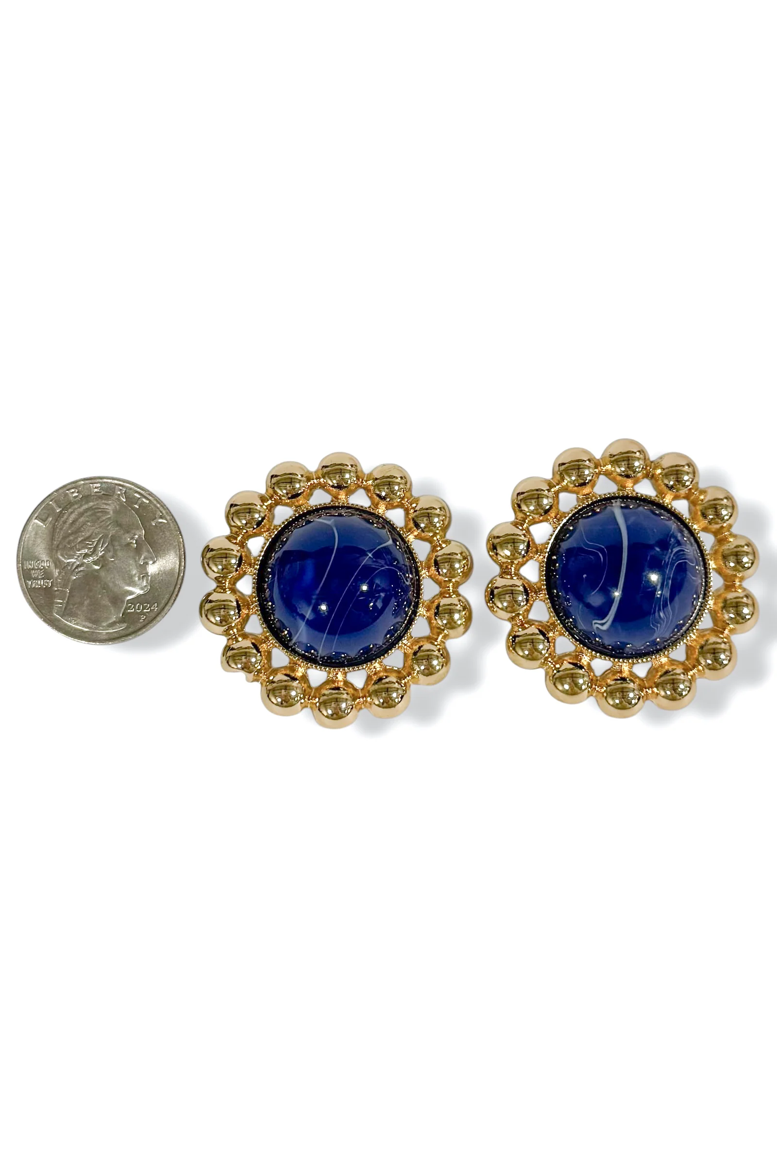 Must Be True Navy and Gold Dome and Stud Earrings - Image 2