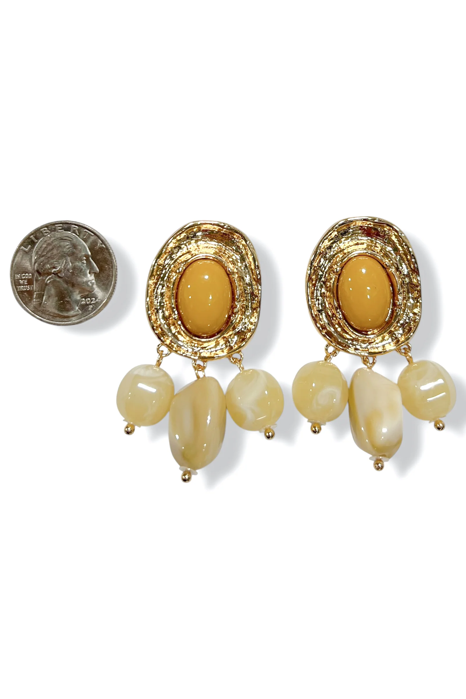 Act of Kindness Natural Oval Fringe Pebble Earrings - Image 2