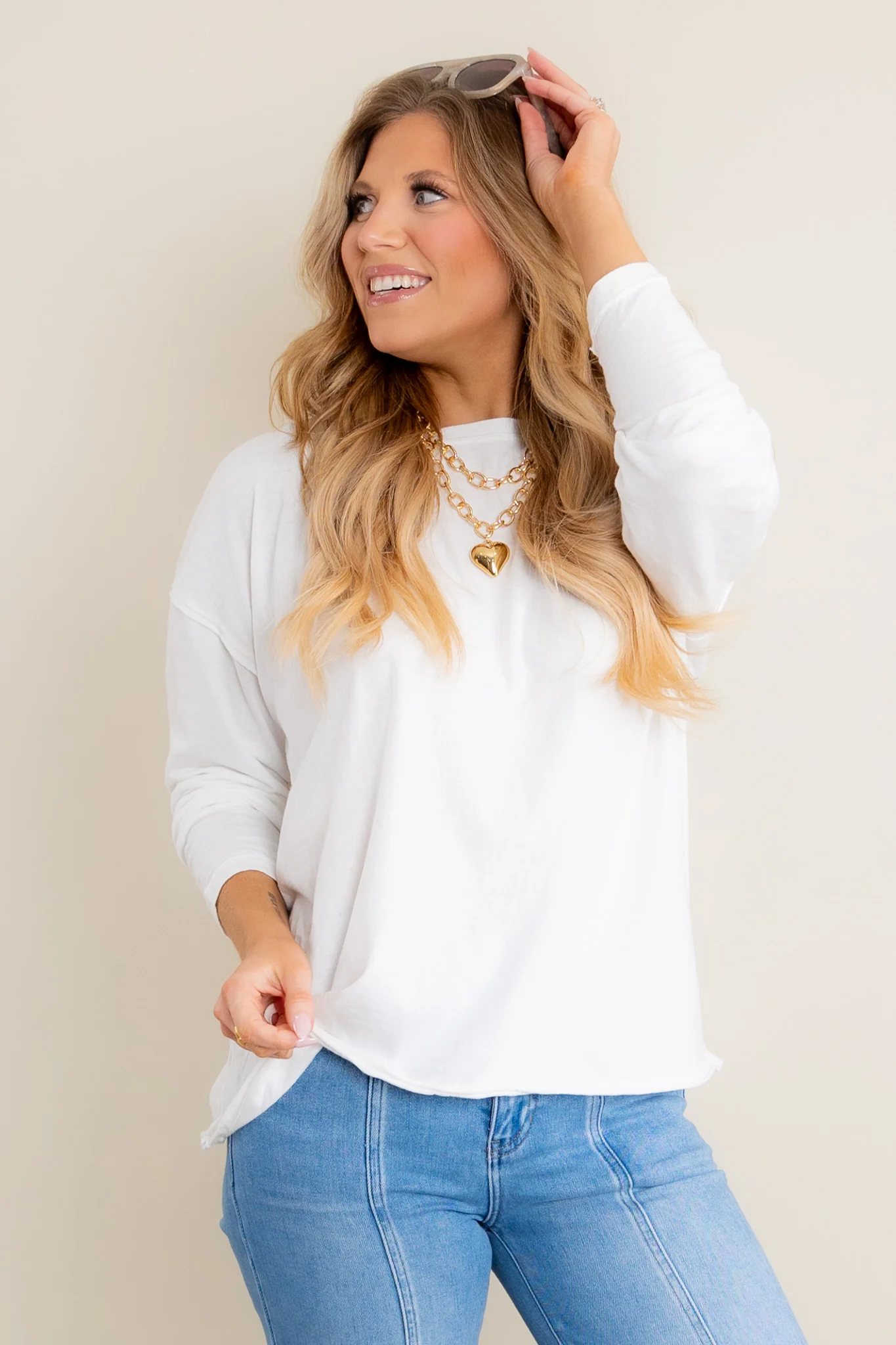 FREE PEOPLE Nina Ivory Long Sleeve Tee - Image 3