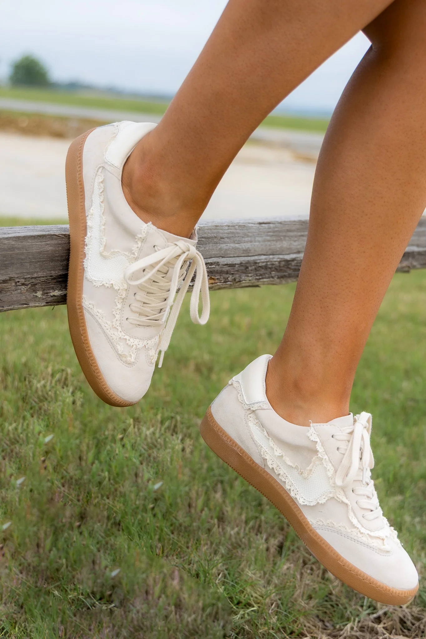 Notice Ivory Suede Lace Sneakers *Final Sale*
