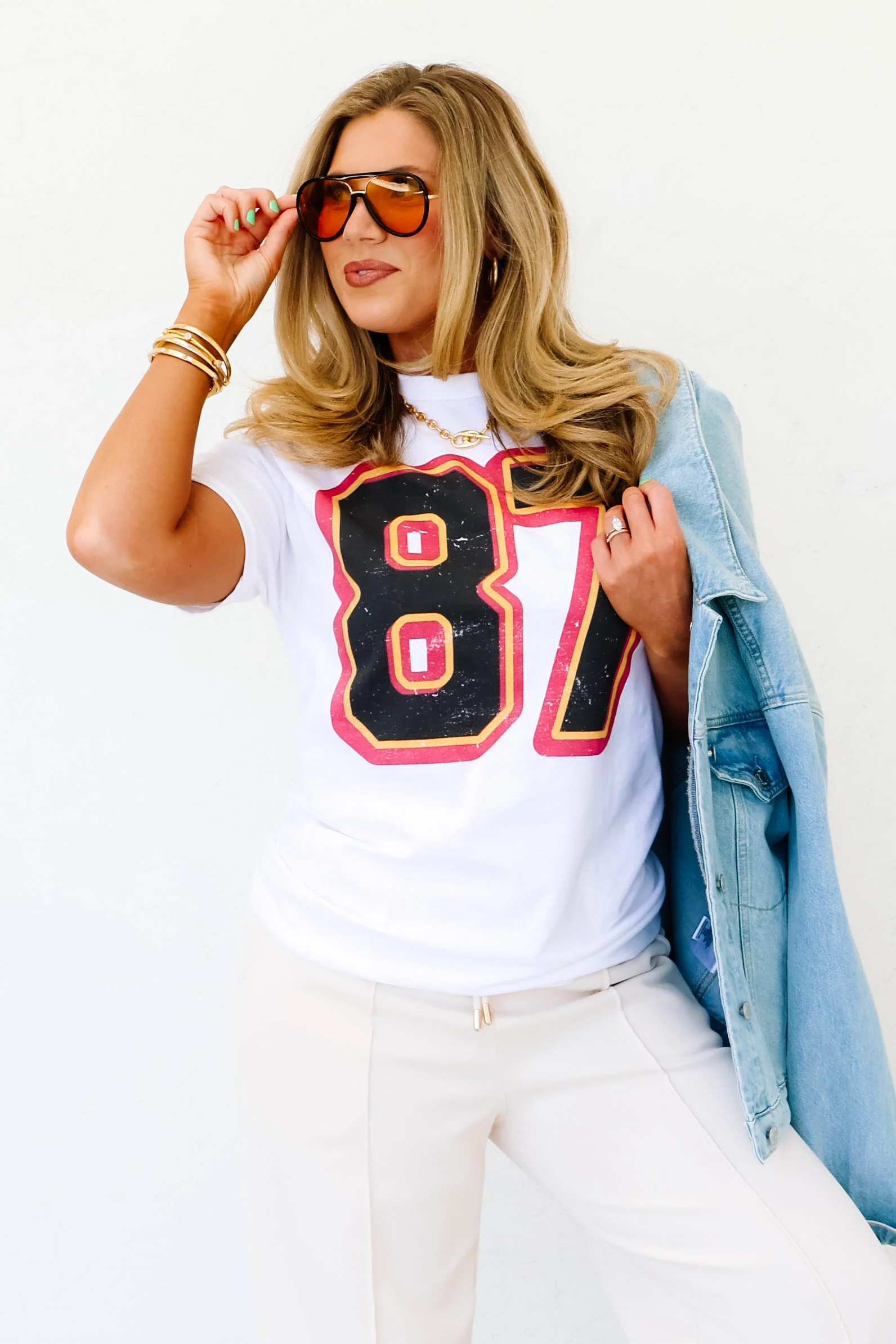 Number 87 White Oversized Short Sleeve Tee