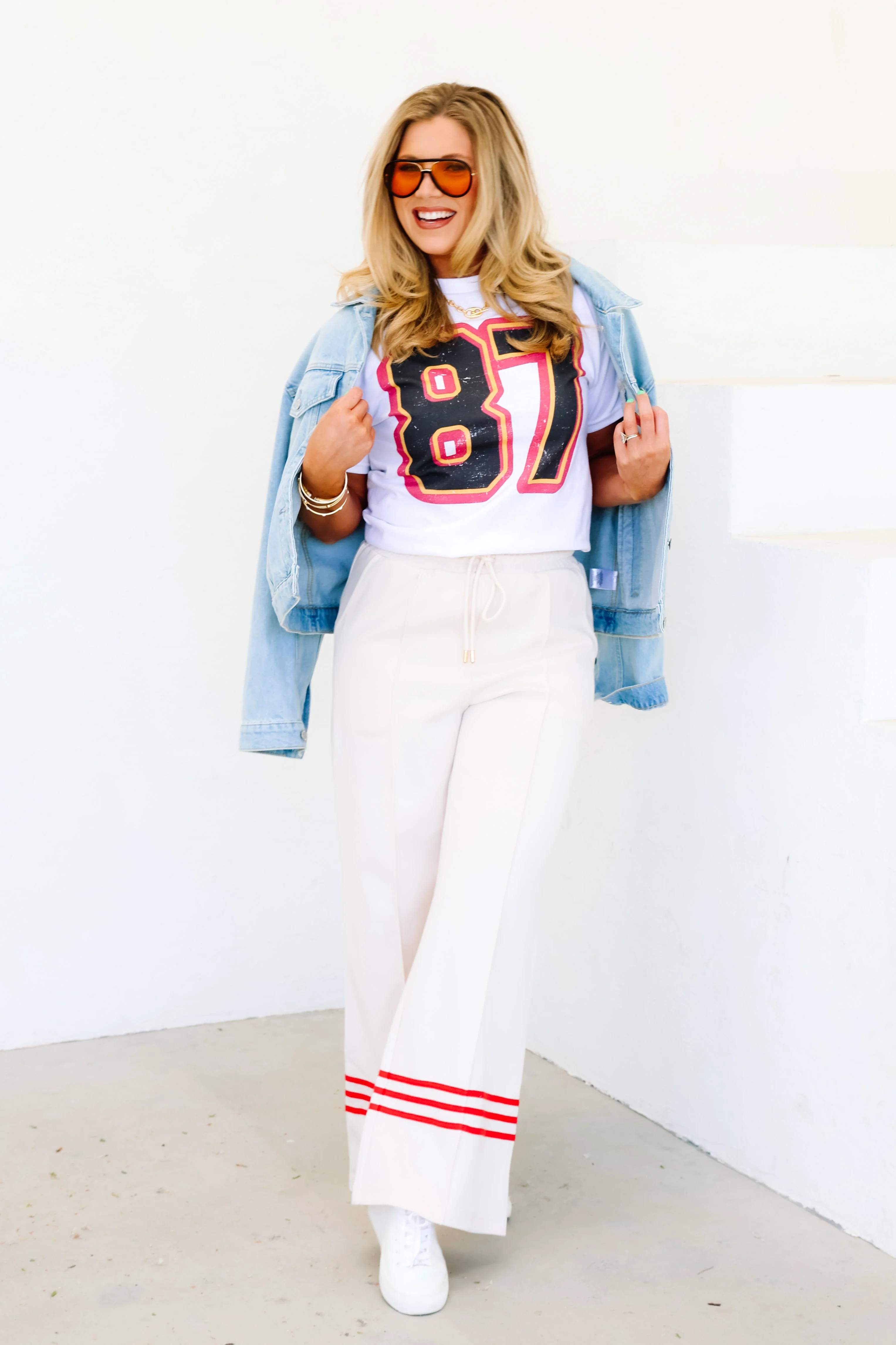 Number 87 White Oversized Short Sleeve Tee - Image 5