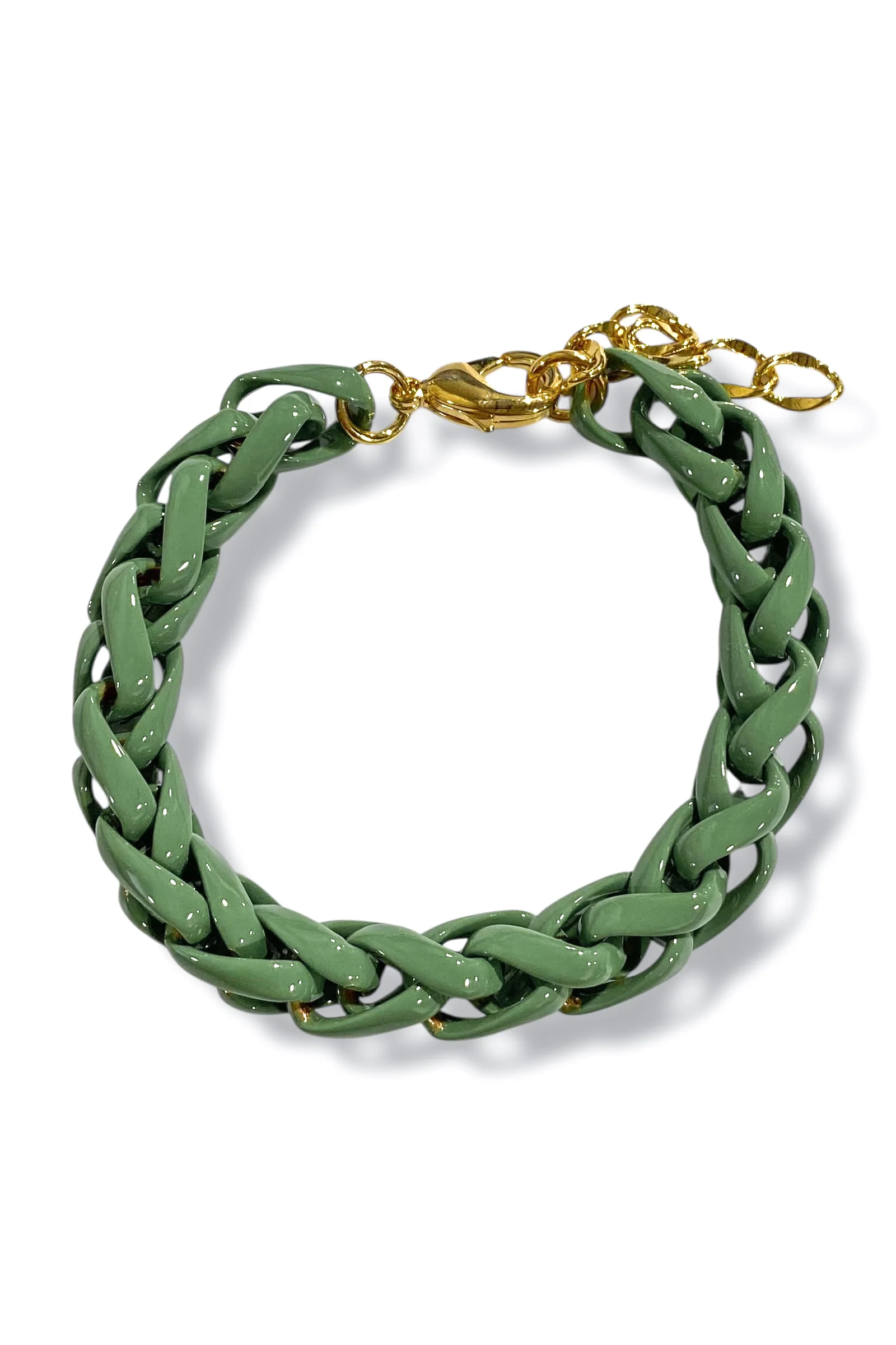 Leave Me Now Olive Color Coated Chain Bracelet