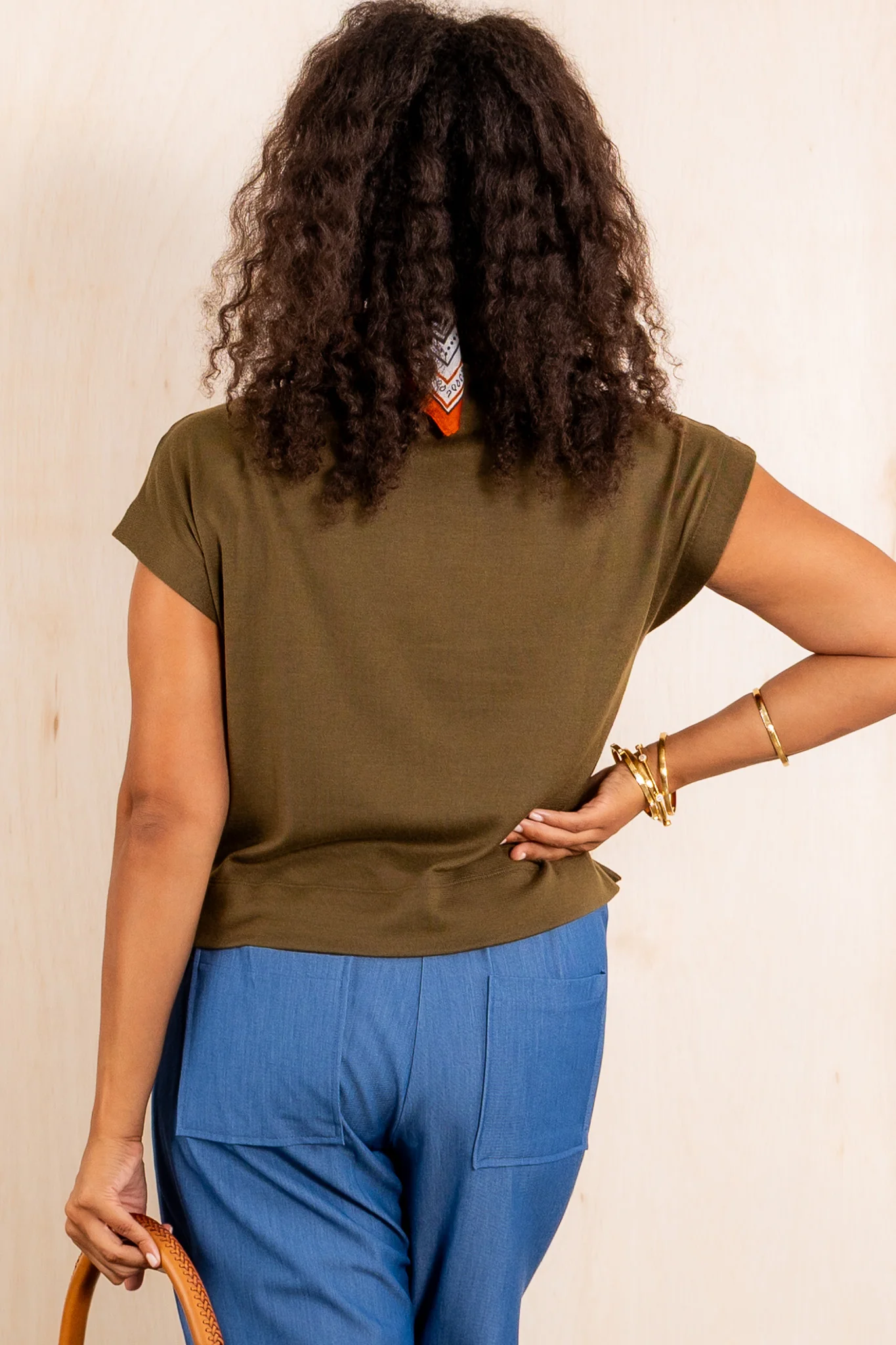 Bailee Short Sleeve Olive Top - Image 4