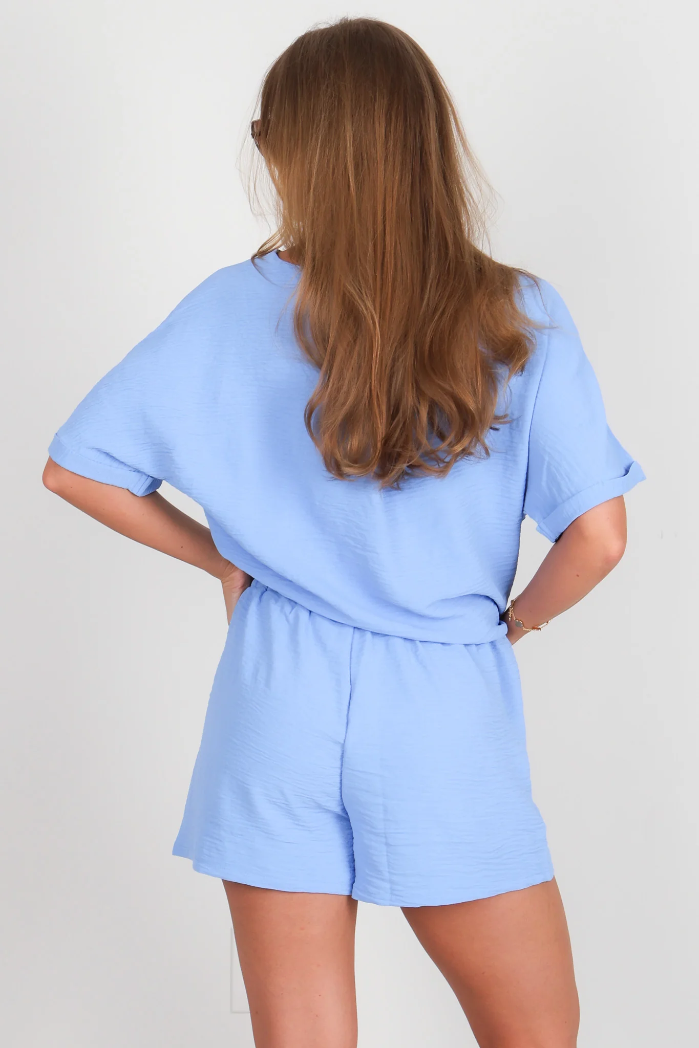 On The Go Cornflower Short Sleeve Shorts Set - Image 3