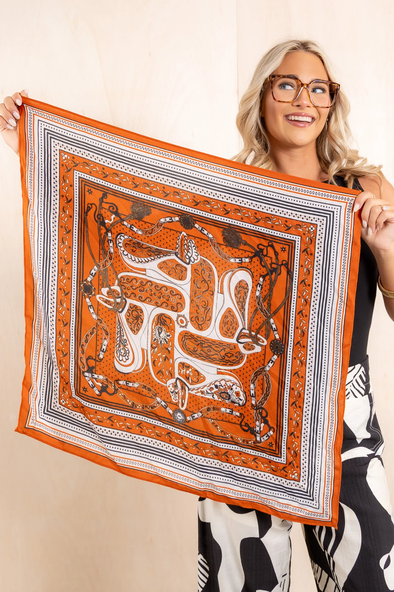 Wish You Were Here Orange Retro Scarf