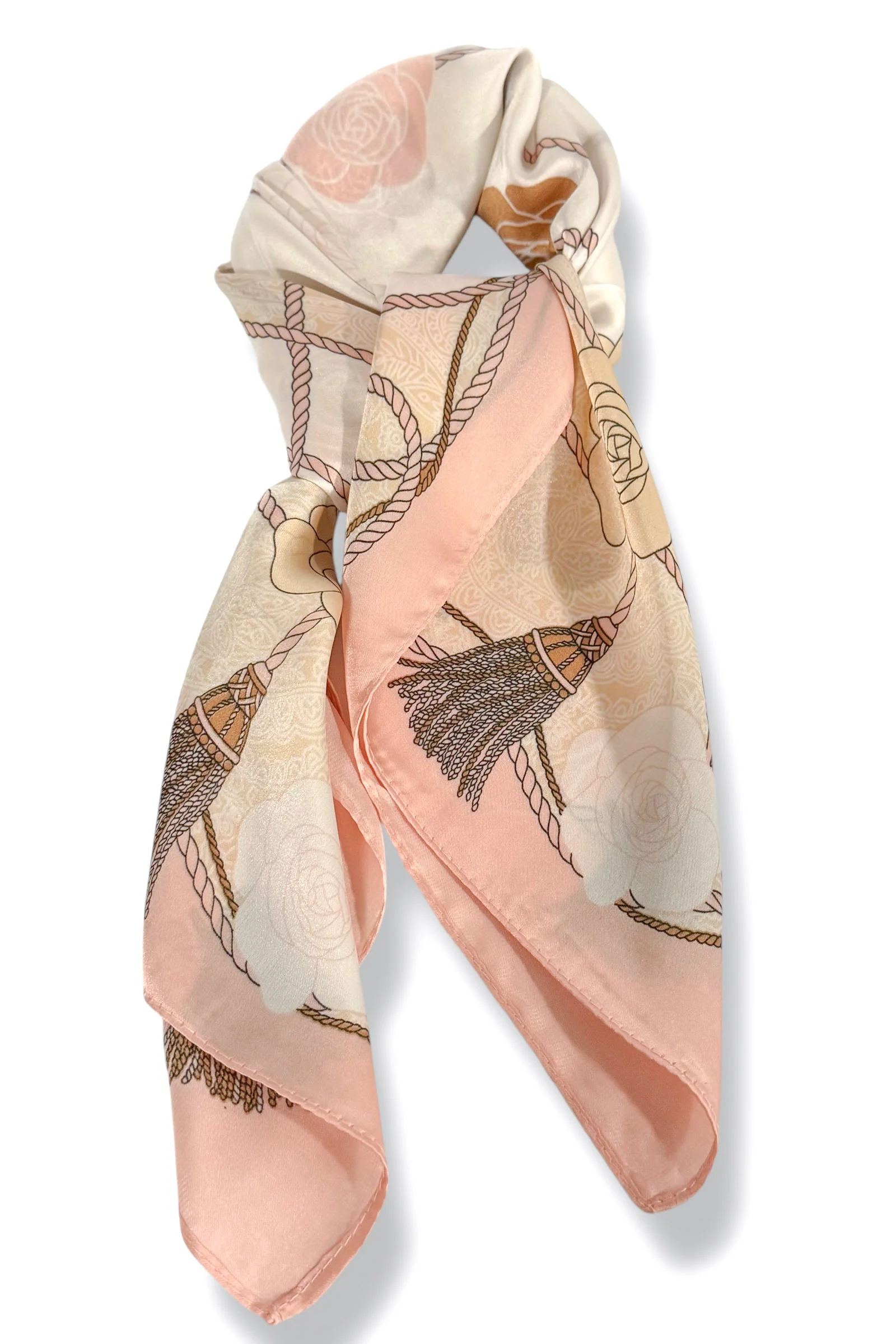 Out and About Pink Floral and Rope Scarf