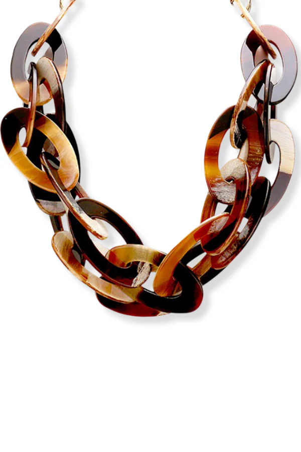 Out In The Open Tortoise Natural Oval Link Layer Necklace
