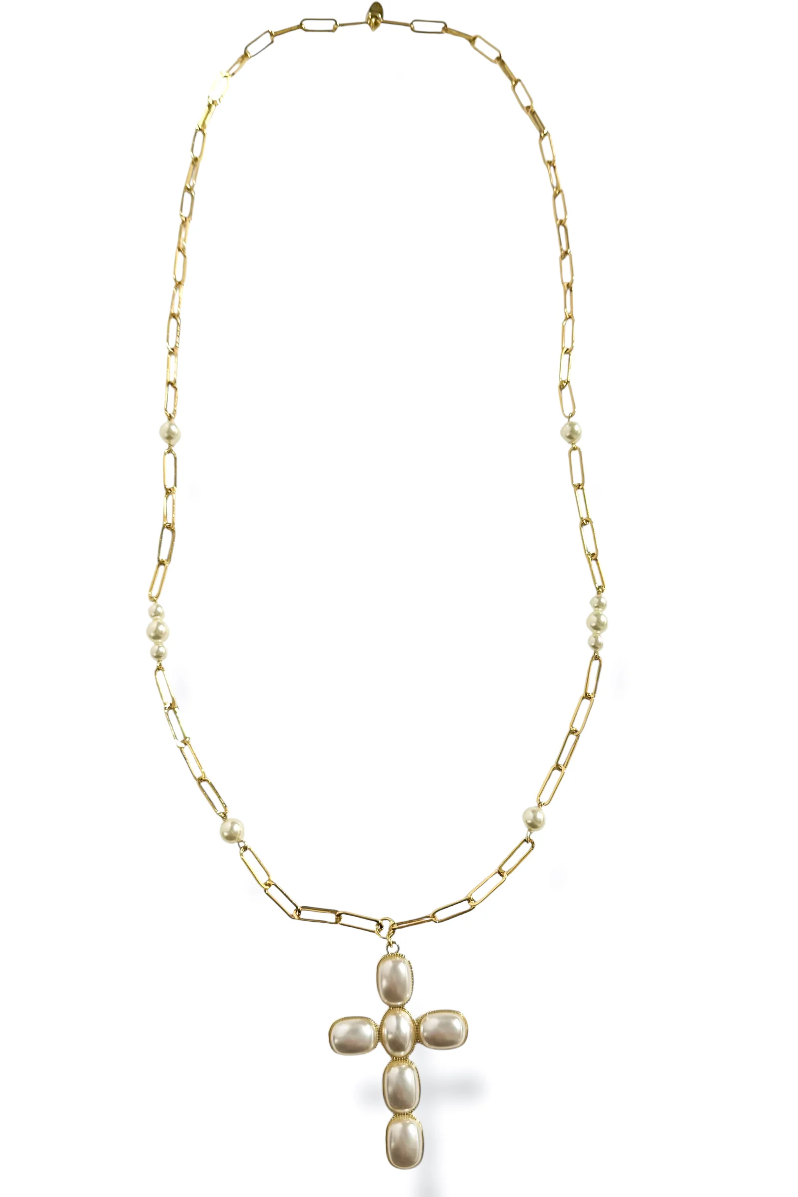 Oversized Baroque Cross Pendant Long Necklace