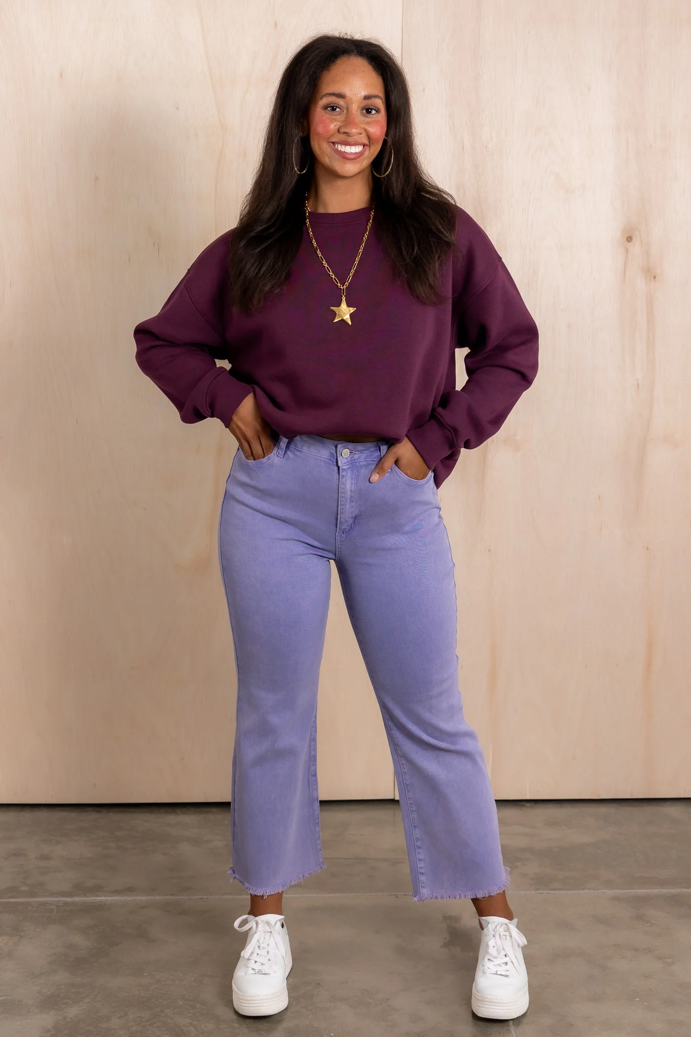Adore You Oversized Dark Plum Fleece Sweatshirt - Image 2