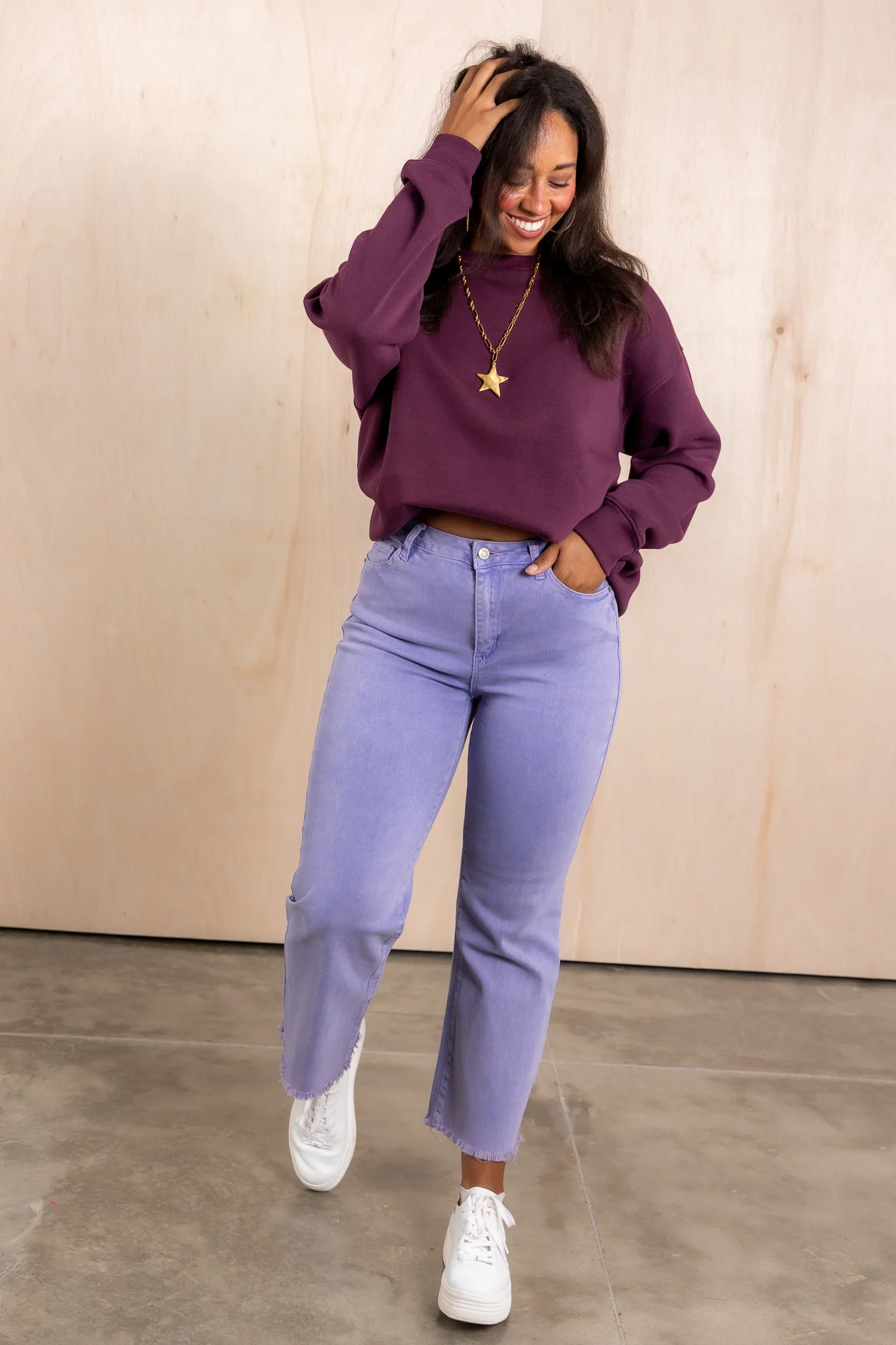 Adore You Oversized Dark Plum Fleece Sweatshirt - Image 3