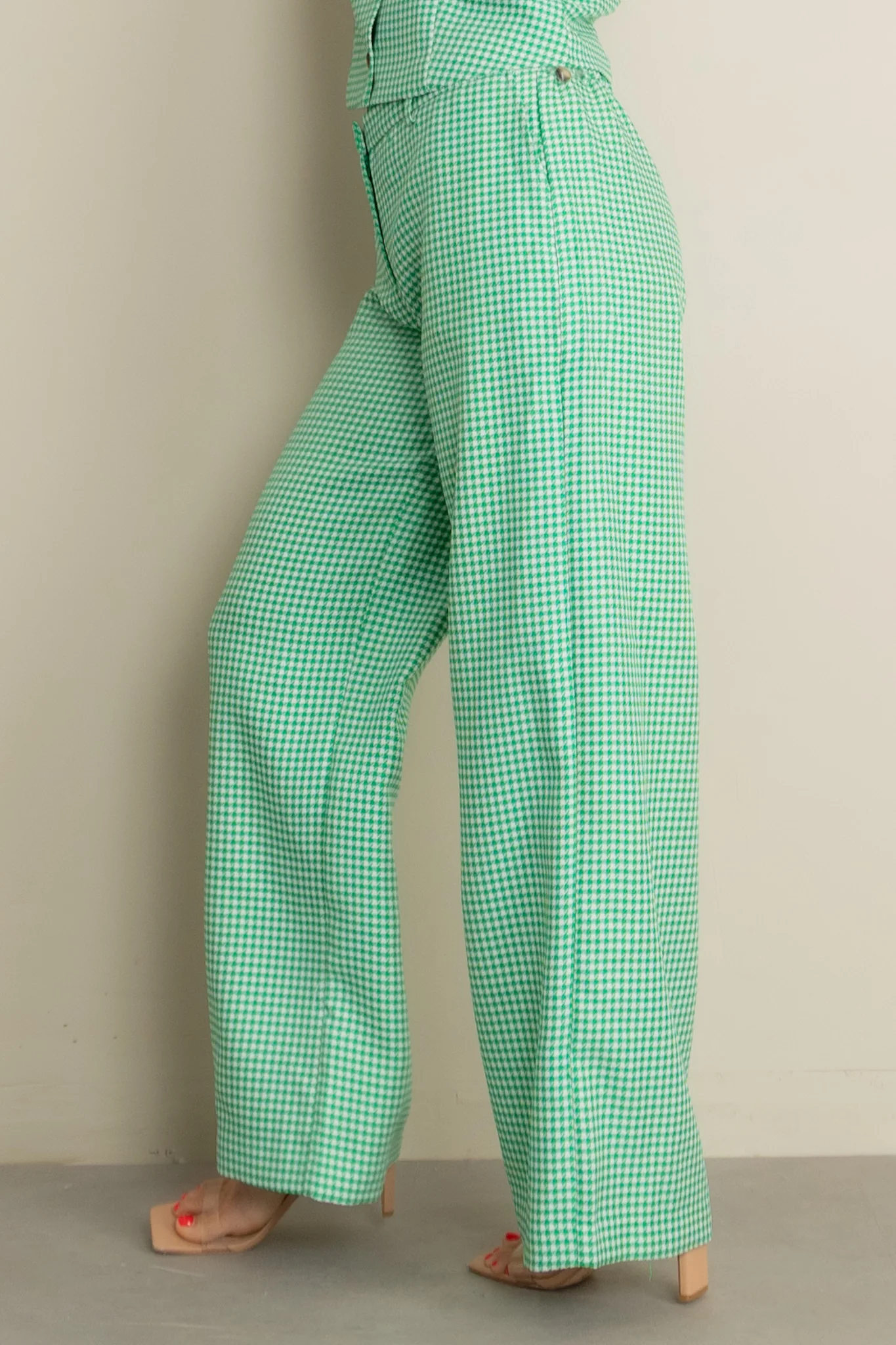 Greenlight Green Houndstooth Wide Leg Pant - FINAL SALE - Image 5