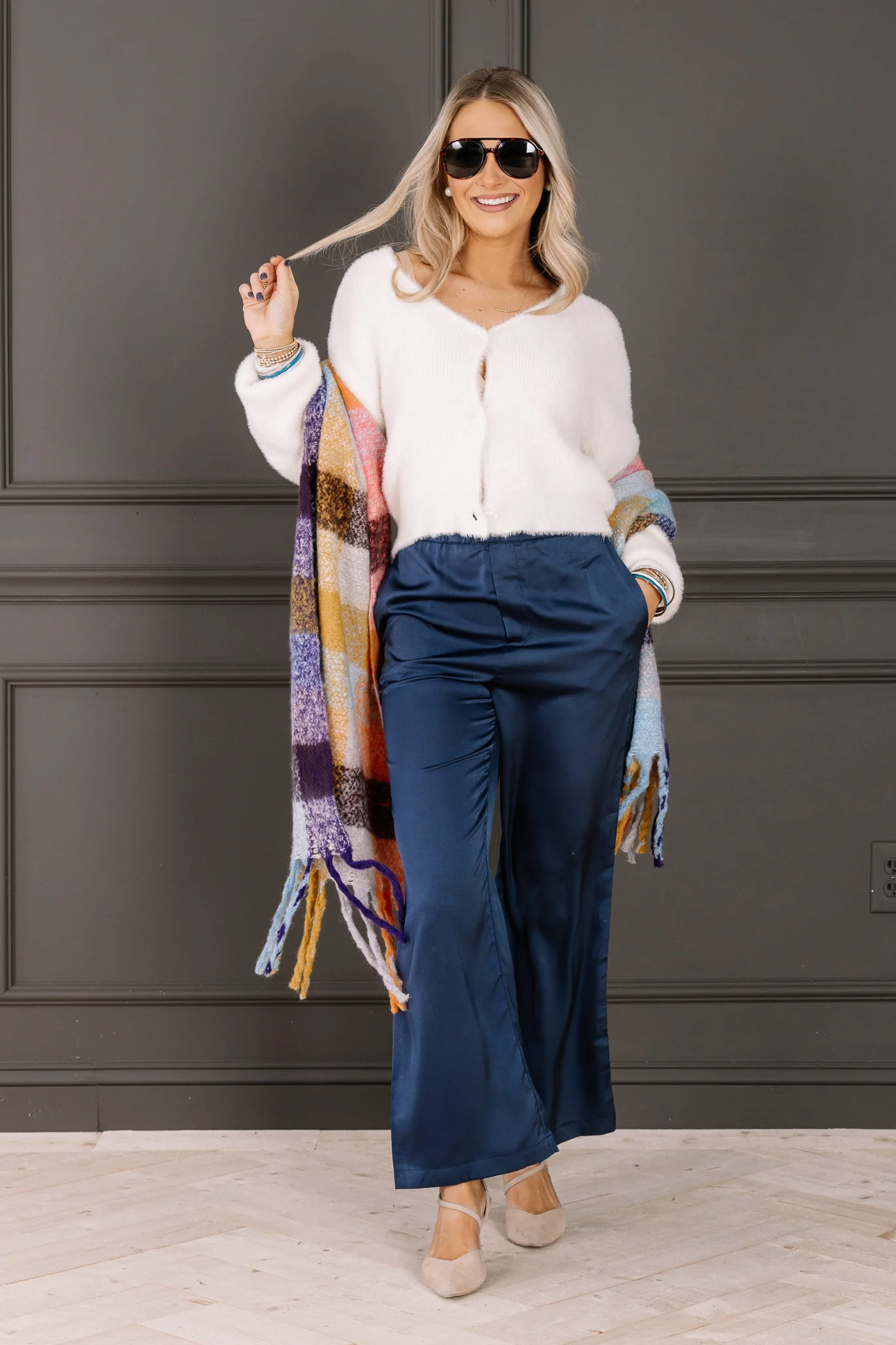 High Enough Teal Wide Leg Pull On Pant - Image 4