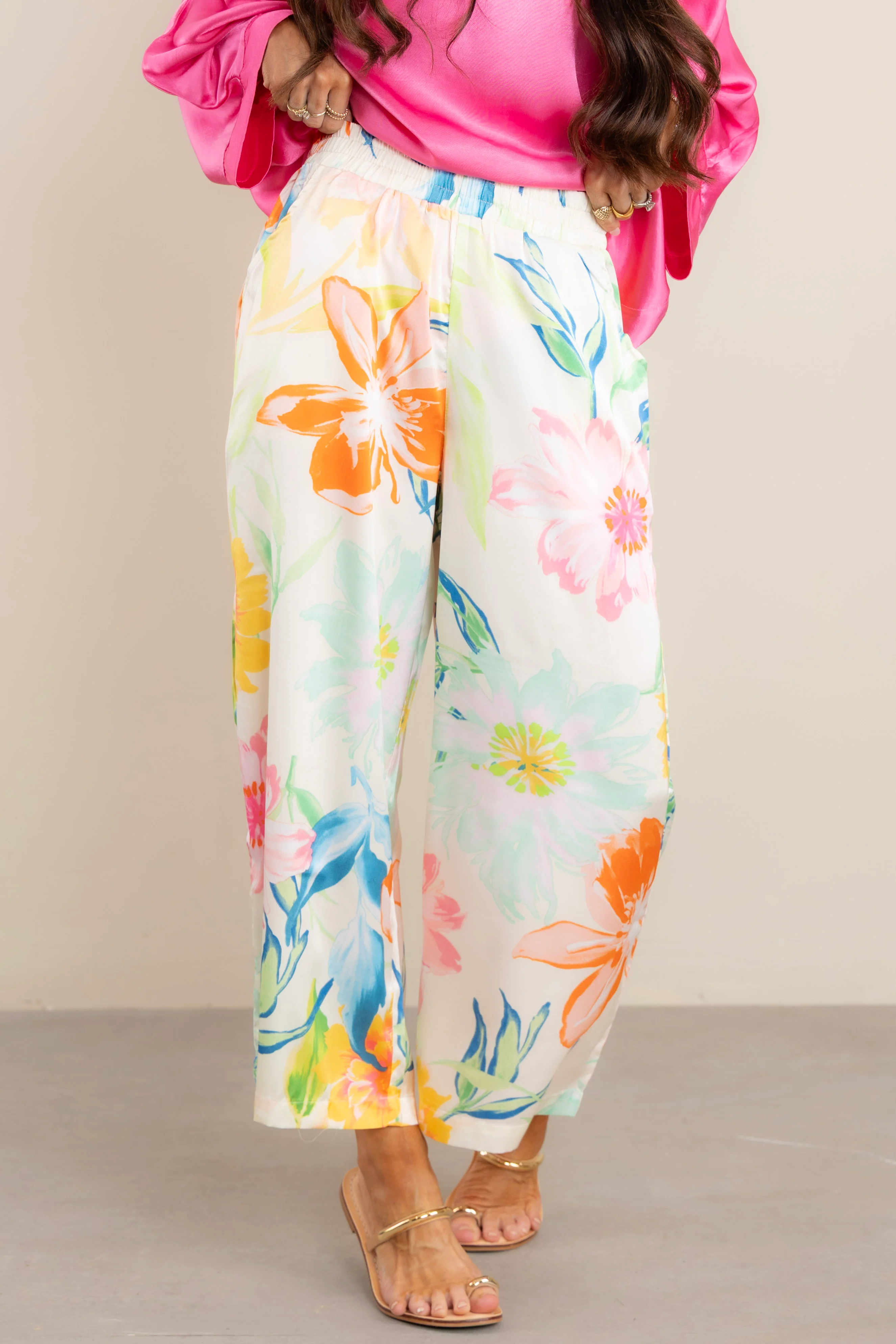Secret Garden Cream Mix Wide Leg Pant - FINAL SALE - Image 5
